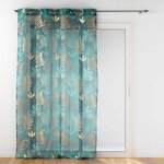 Douceur d'Intérieur Voilage à œillets 140x240 sable métallisé Ornella émeraude