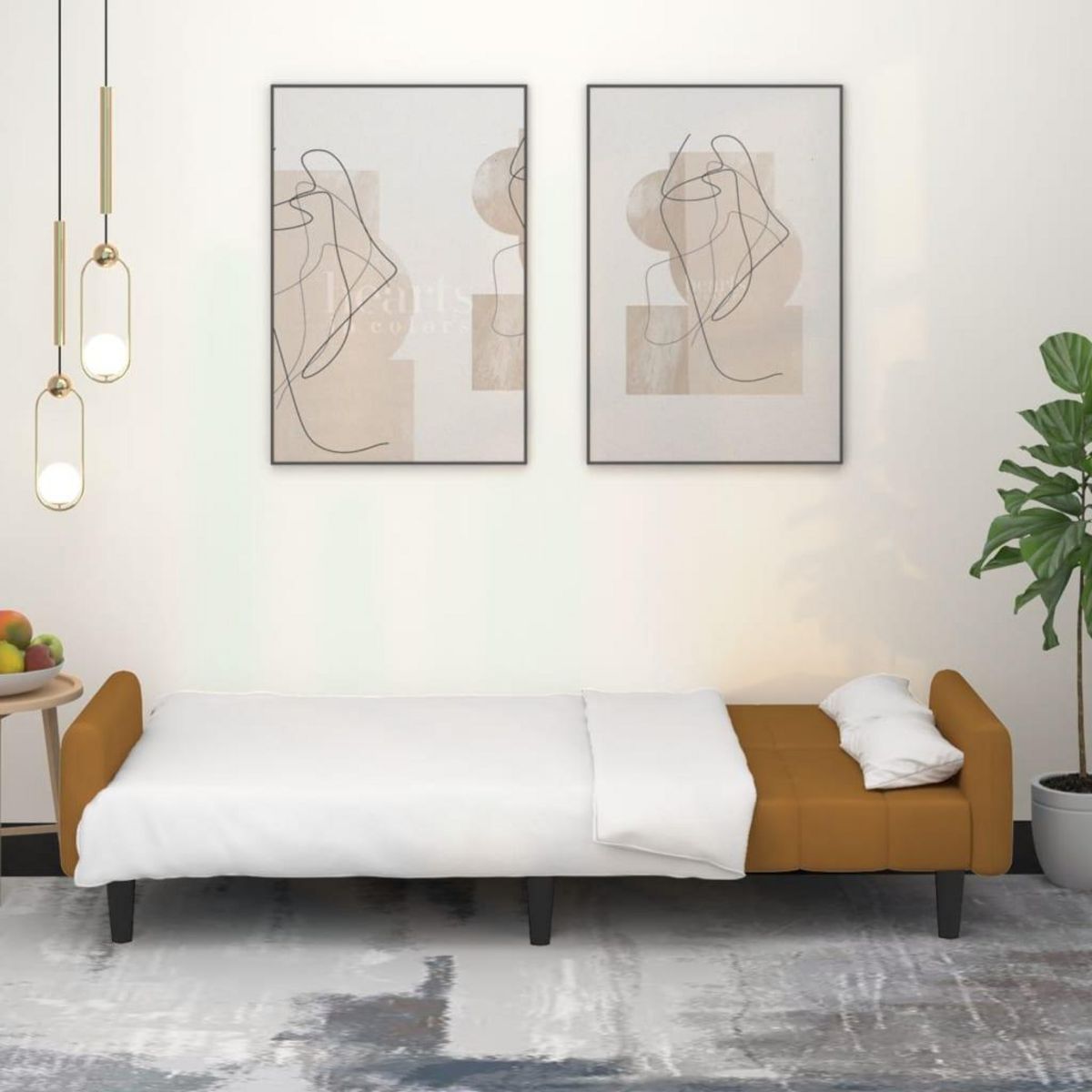 VIDAXL Canape-lit a 2 places marron velours