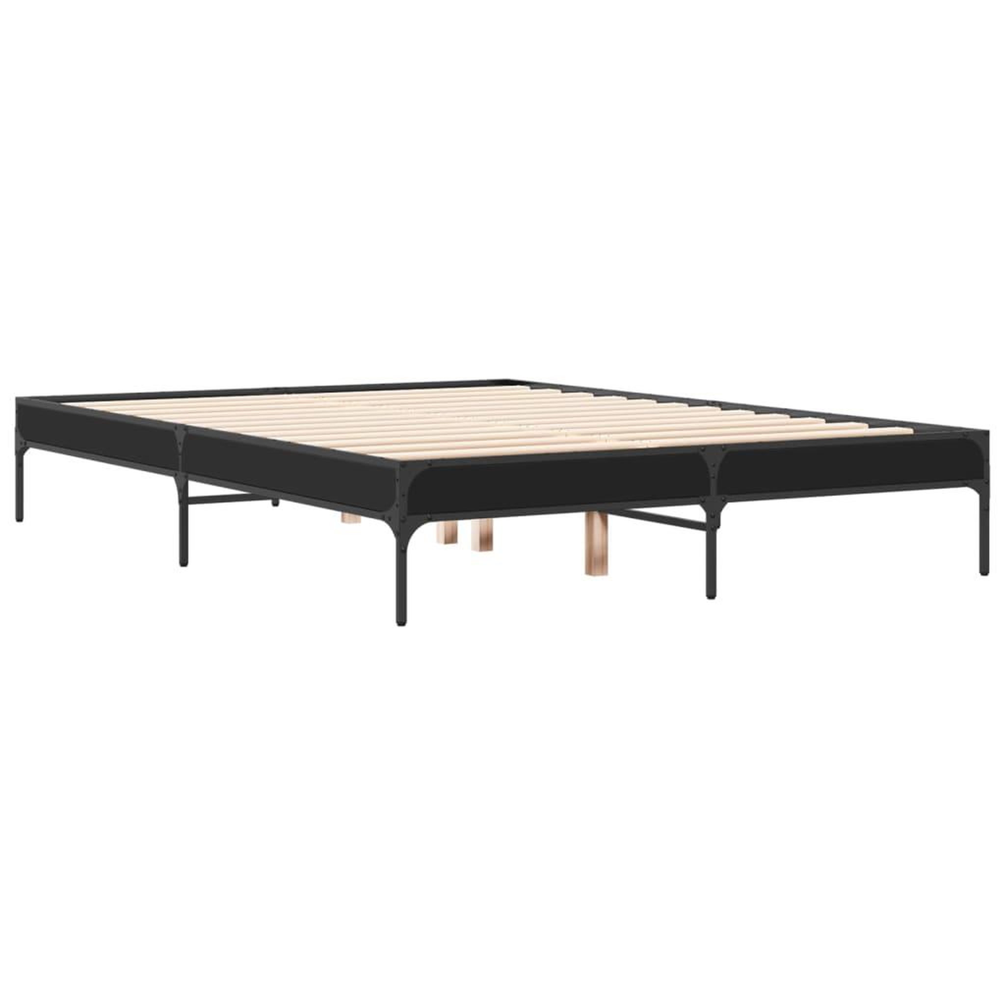 Voir la diapositive 3 : VIDAXL Cadre de lit sans matelas noir 135x190 cm