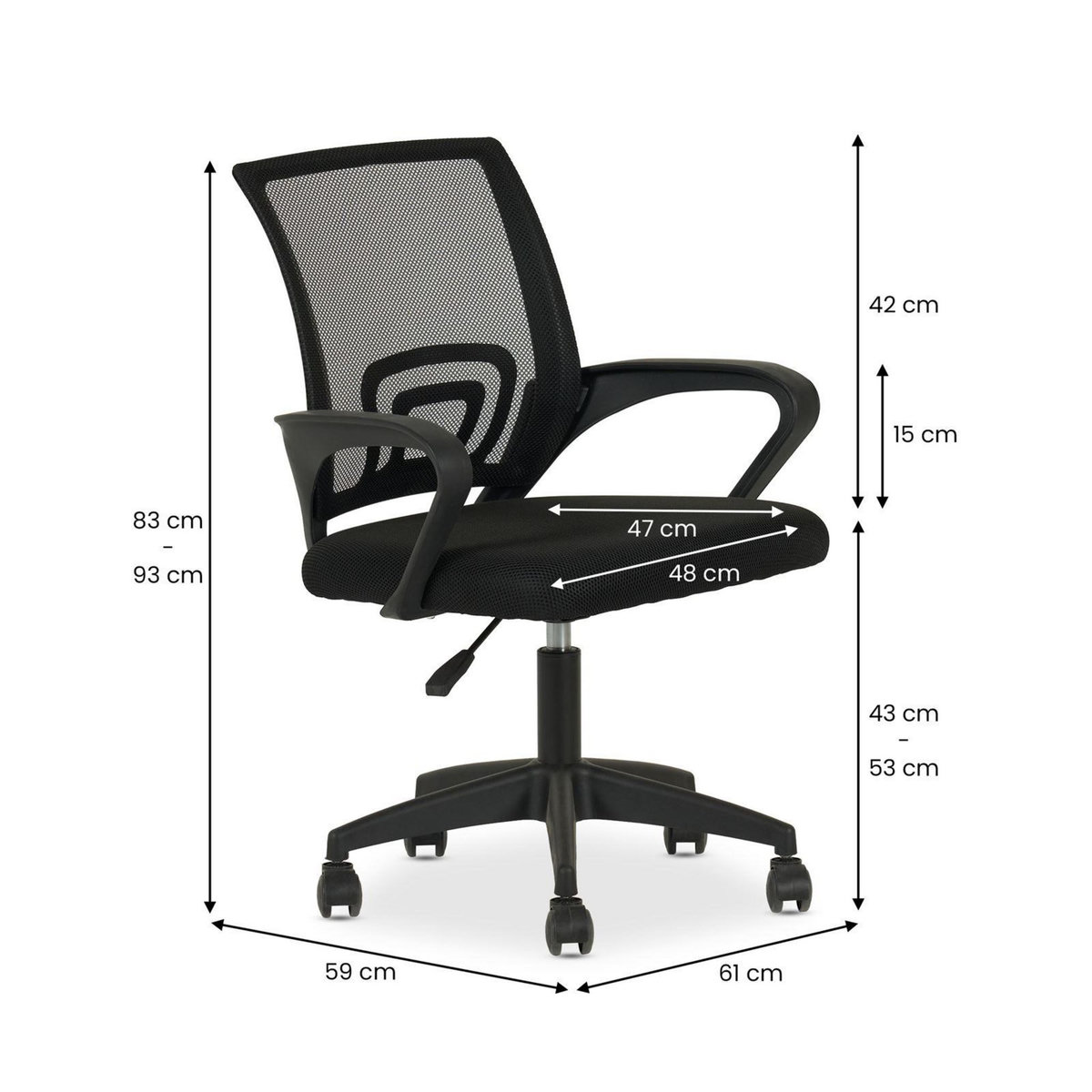 IDIMEX Chaise de bureau ergonomique JAKE réglable en tissu mesh