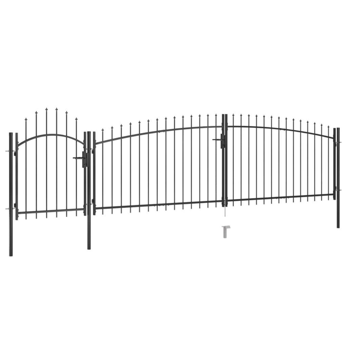 VIDAXL Portail de cloture de jardin avec dessus en lance 5x1,75 m Noir