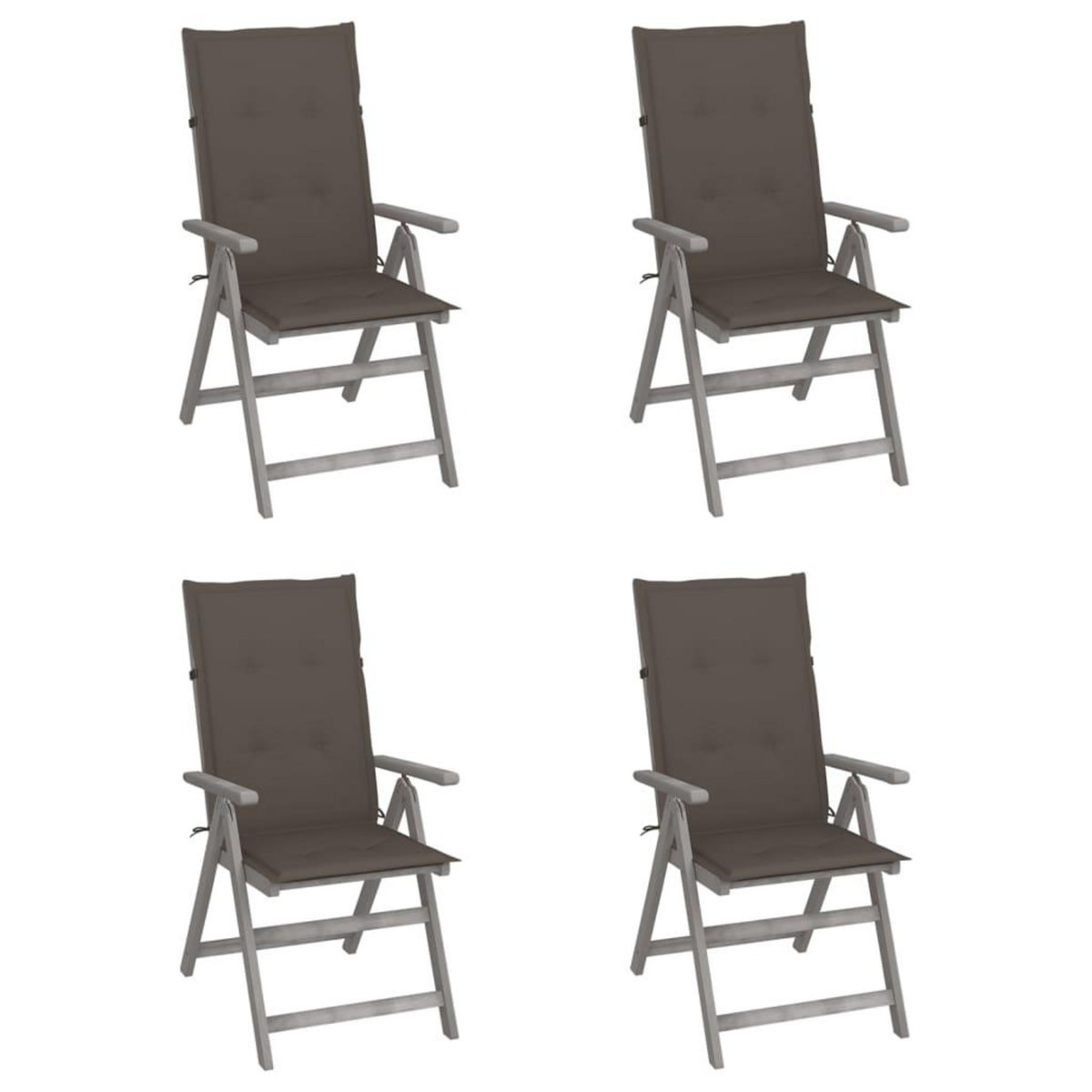 VIDAXL Chaises inclinables de jardin lot de 4 et coussins Bois acacia