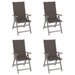 VIDAXL Chaises inclinables de jardin lot de 4 et coussins Bois acacia