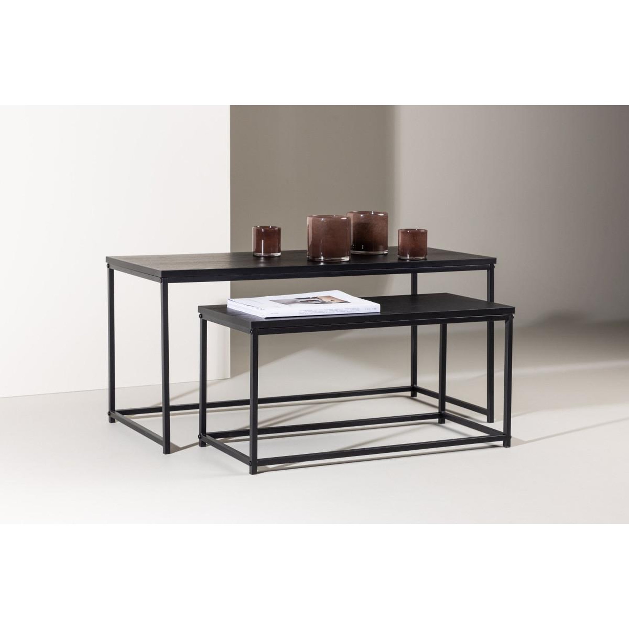 Voir la diapositive 6 : Paris Prix Lot de 2 tables basses gigognes  mallan  100cm noir