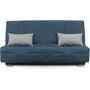 Voir la diapositive 3 : MARKET24 COMFORT BULTEX Banquette clic-clac - 3 places - Tissu bleu + Coussins déco gri