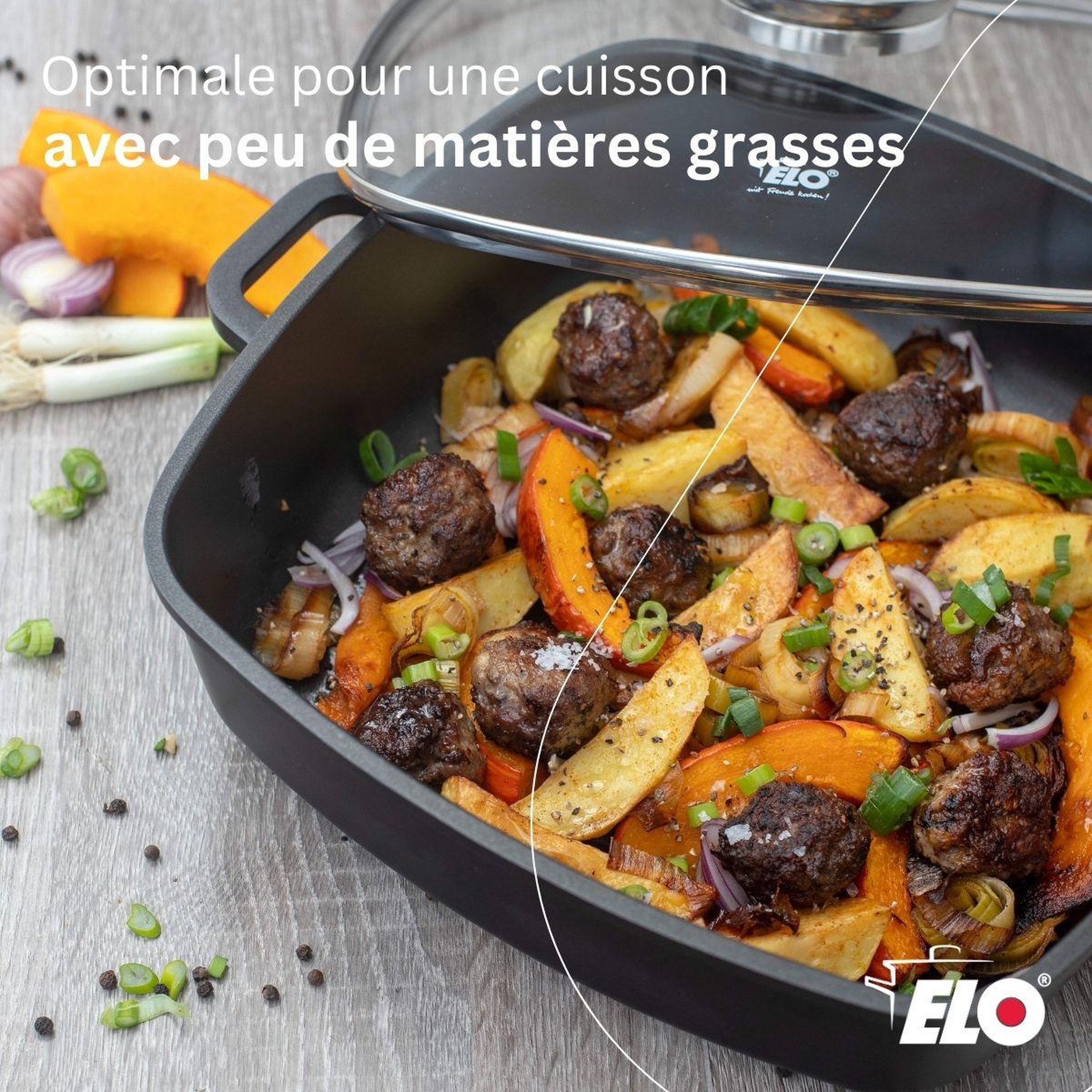 Voir la diapositive 3 : ELO Cocotte 28 x 28 cm en fonte aluminium antiadhésive 3,6 L Elo Alucast