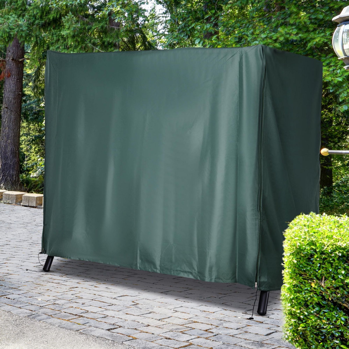 OUTSUNNY Housse de protection balancelle de jardin 3 places bâche étanche dim. 2,05L x 1,24l x 1,64H m polyester PVC haute densité vert