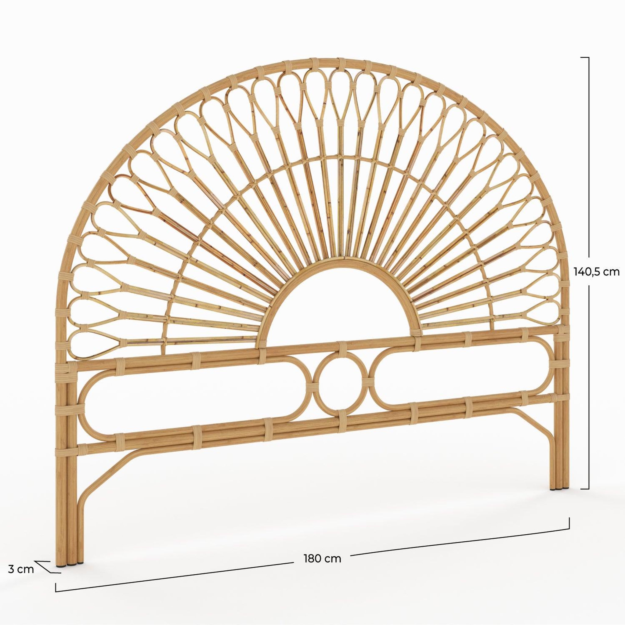 Voir la diapositive 4 : MAISON PAVANE Tête de lit 180 cm en rotin naturel-bahia