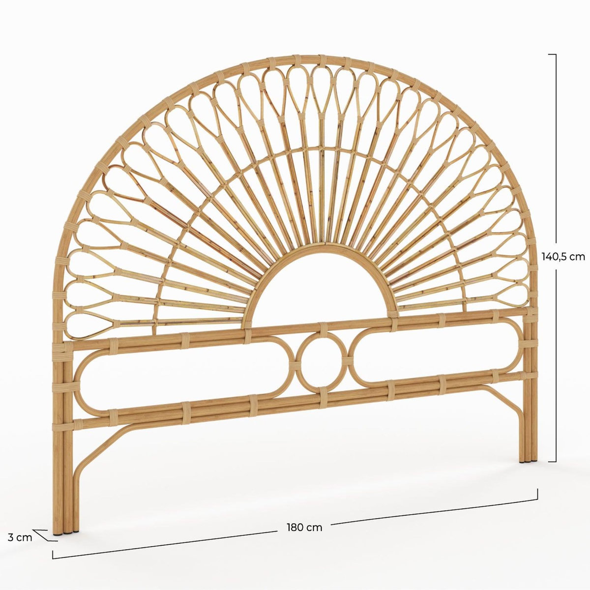 Rendez vous déco Tête de lit 180 cm en rotin naturel-Bahia