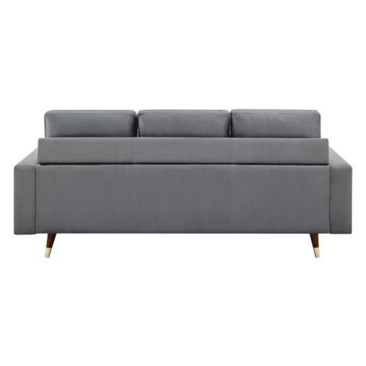 MARKET24 Canapé d'angle fixe réversible - Tissu gris - L 194 x P 139 x H 83 - Pieds bois et doré - NEW YORK