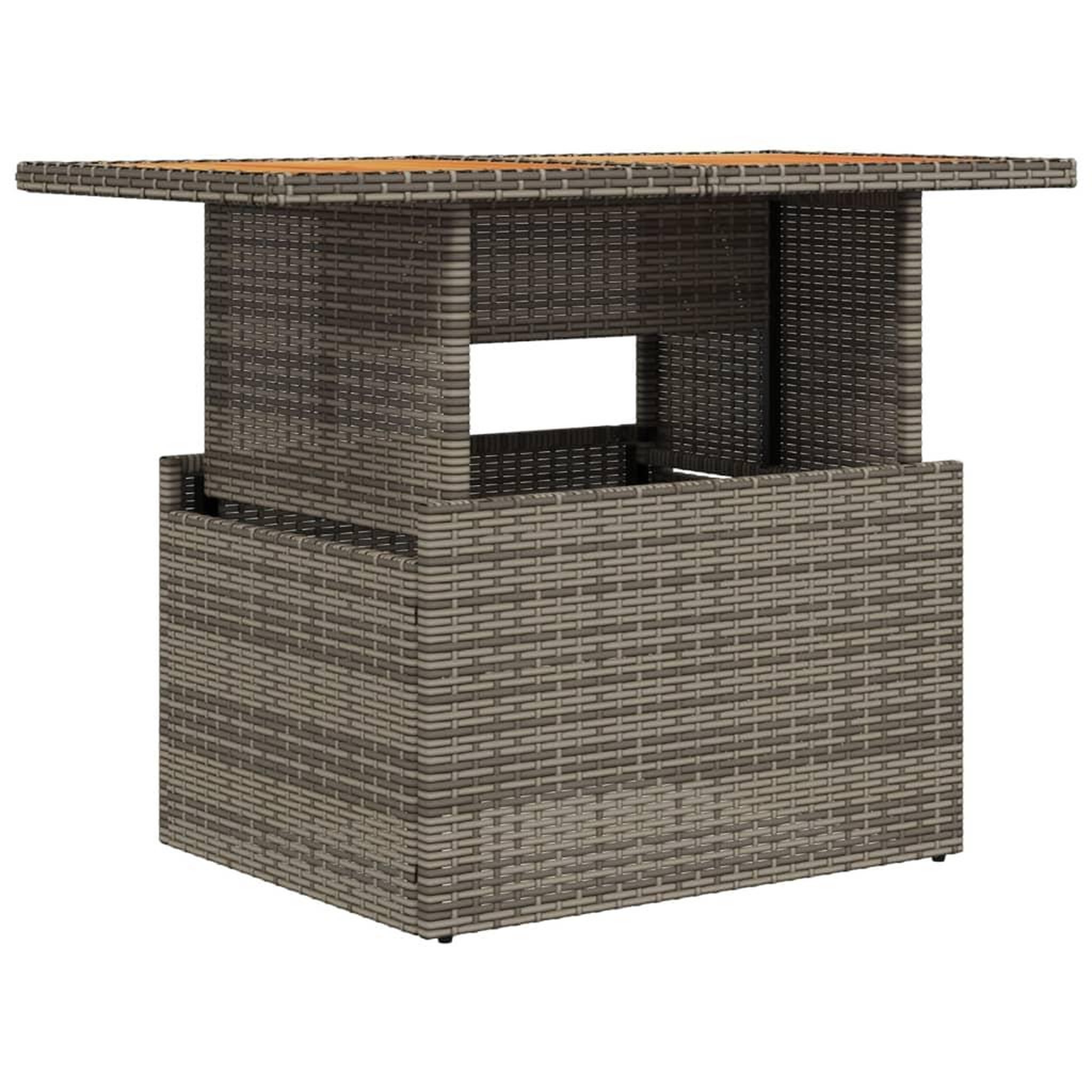 Voir la diapositive 2 : VIDAXL Table de jardin gris 100x55x73 cm resine tressee et bois acacia