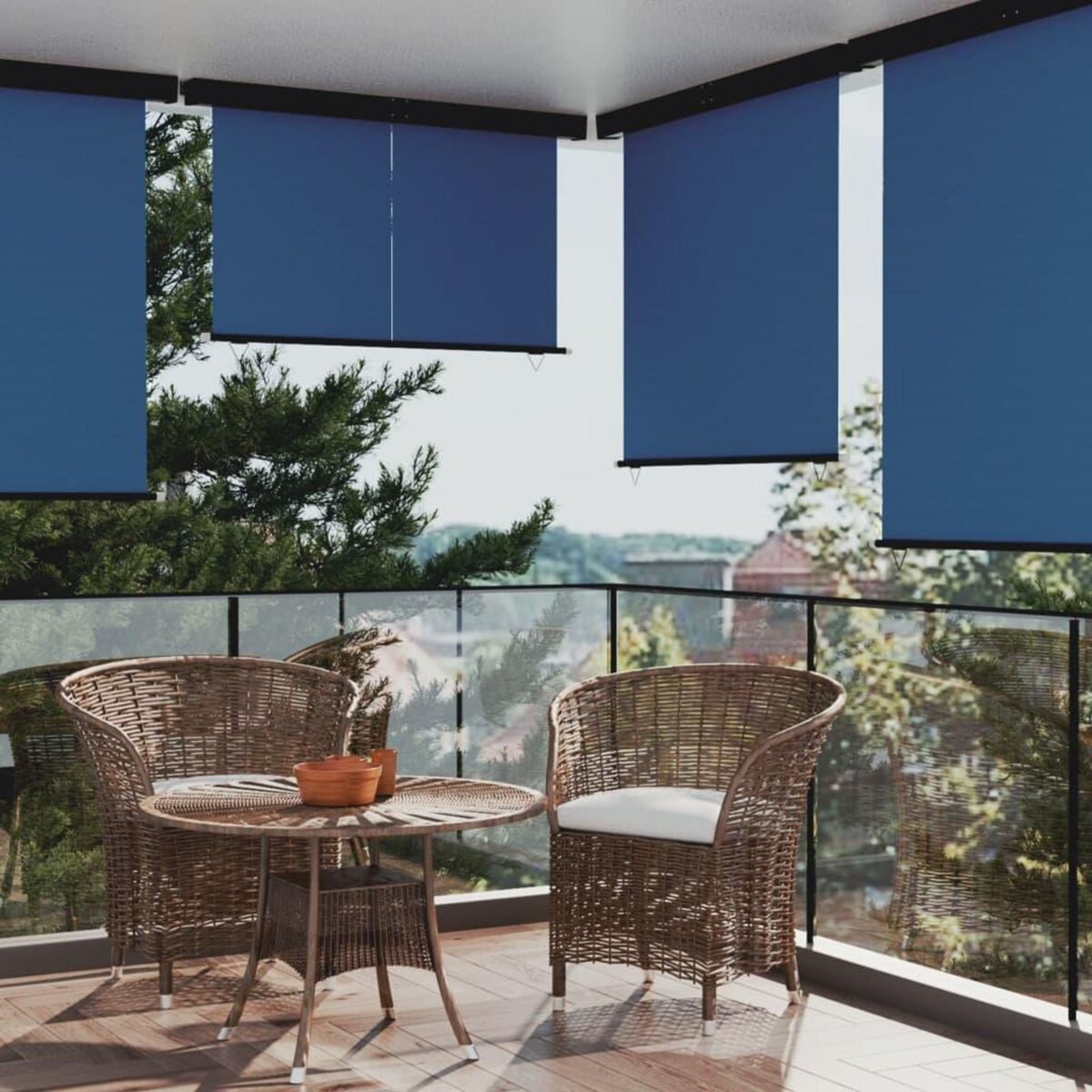VIDAXL Auvent lateral de balcon 165x250 cm Bleu