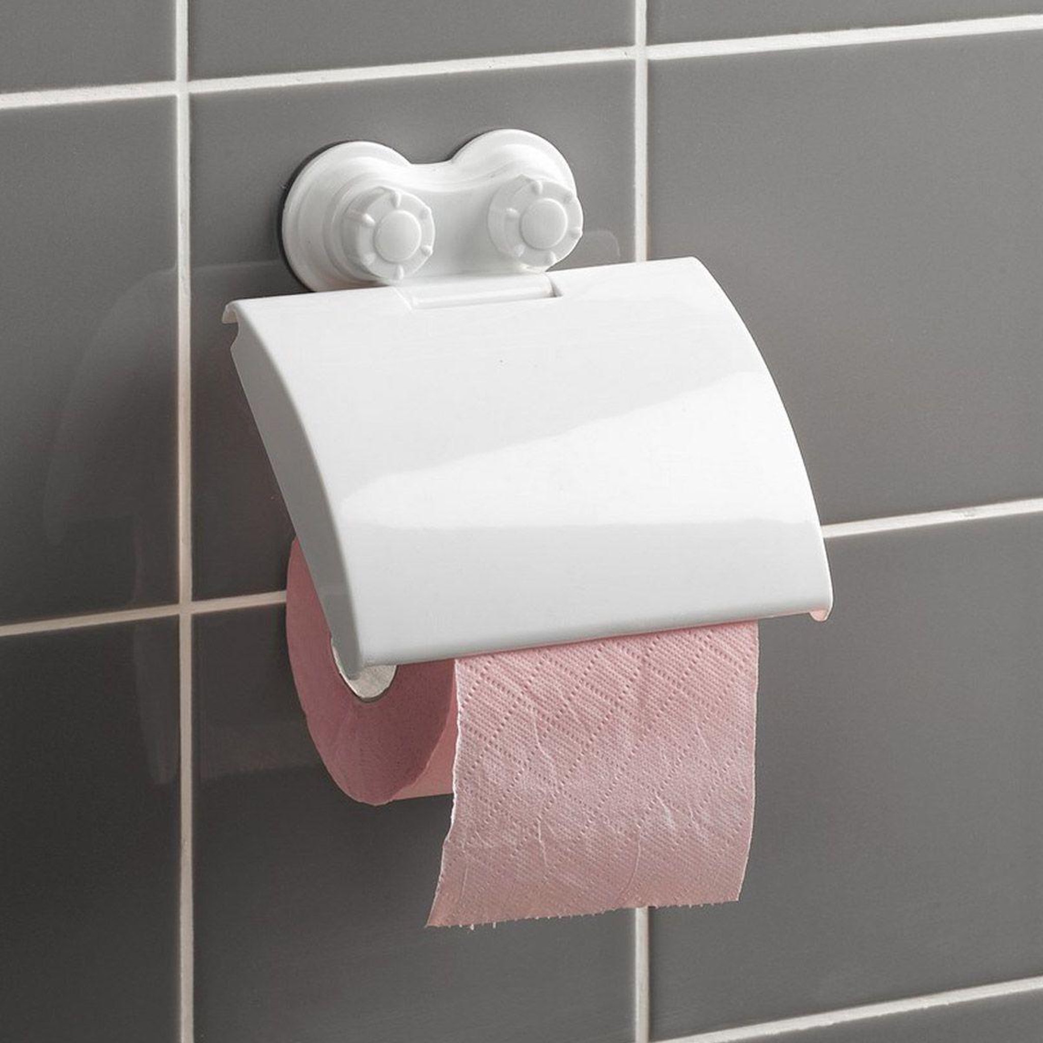 Voir la diapositive 2 : Douceur d'Intérieur Dérouleur papier wc  ventouse  15cm blanc