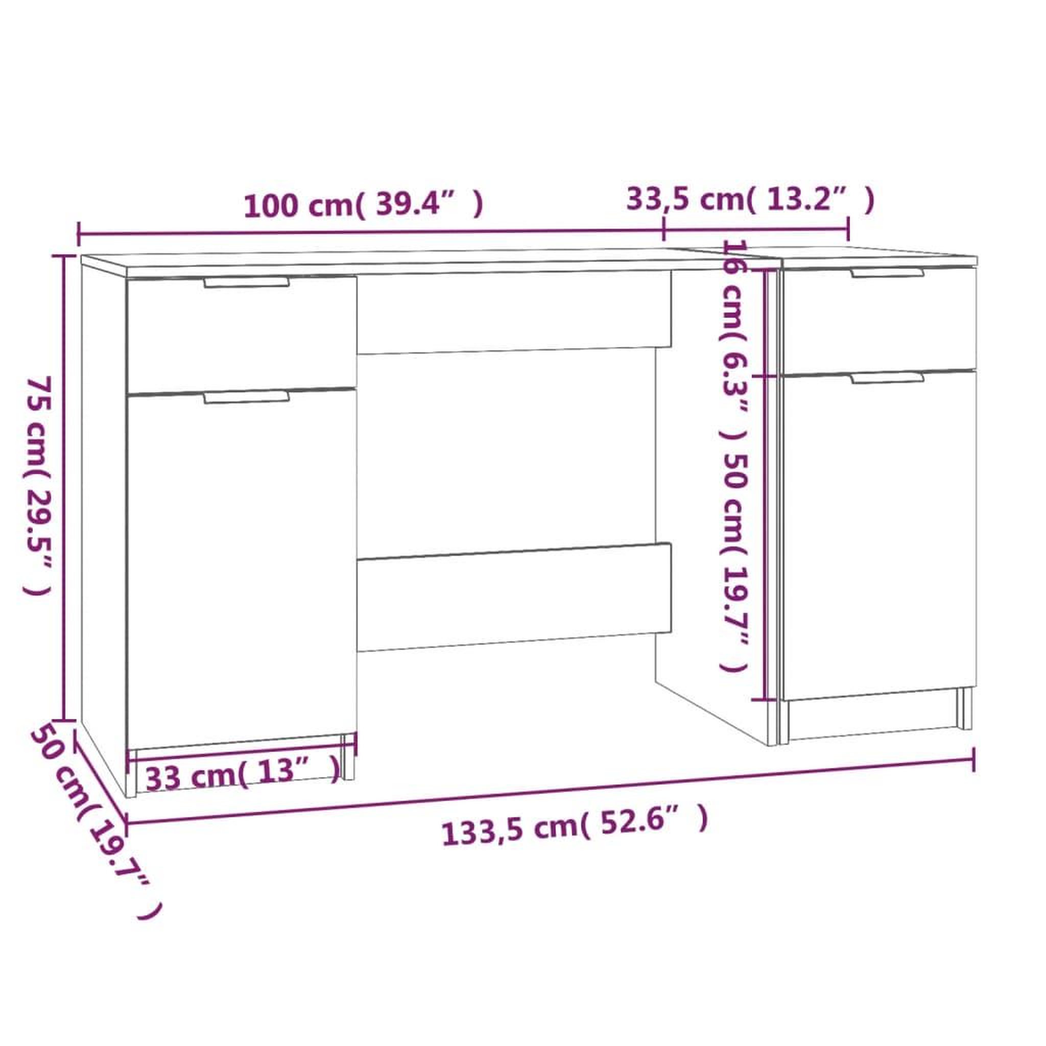 Voir la diapositive 6 : VIDAXL Bureau avec armoire laterale Blanc Bois d'ingenierie