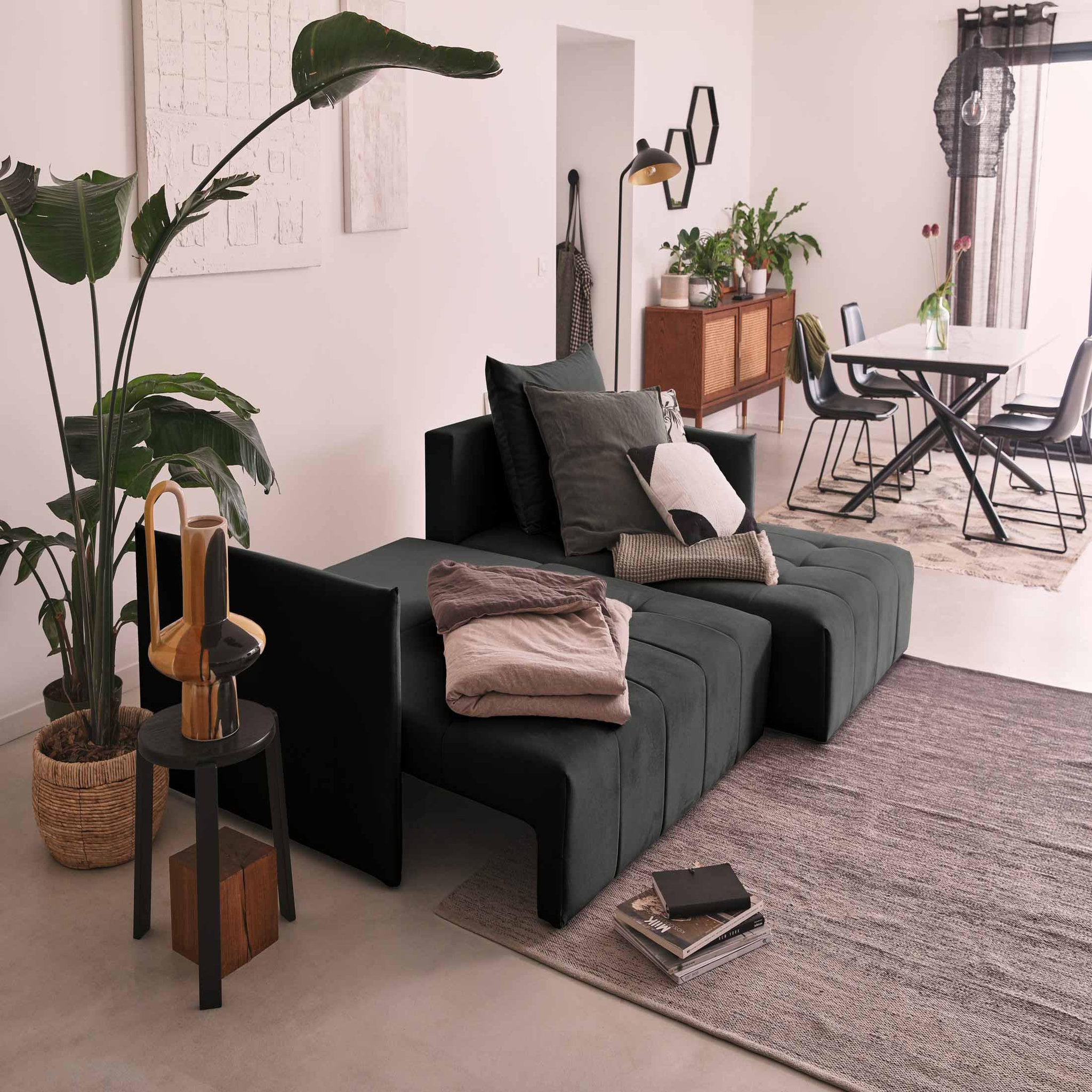 Voir la diapositive 3 : BEST MOBILIER Petra - canapé d'angle réversible - convertible avec coffre - 4 places - en velours