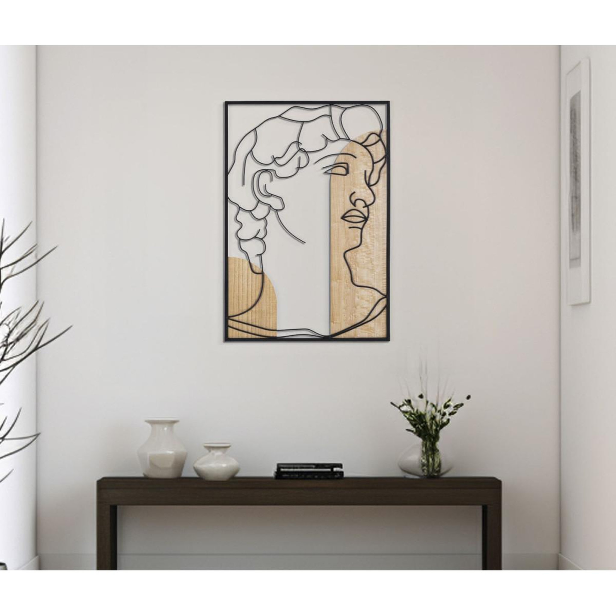 Voir la diapositive 5 : Paris Prix Décoration murale encadrée  david profil  80cm naturel & noir