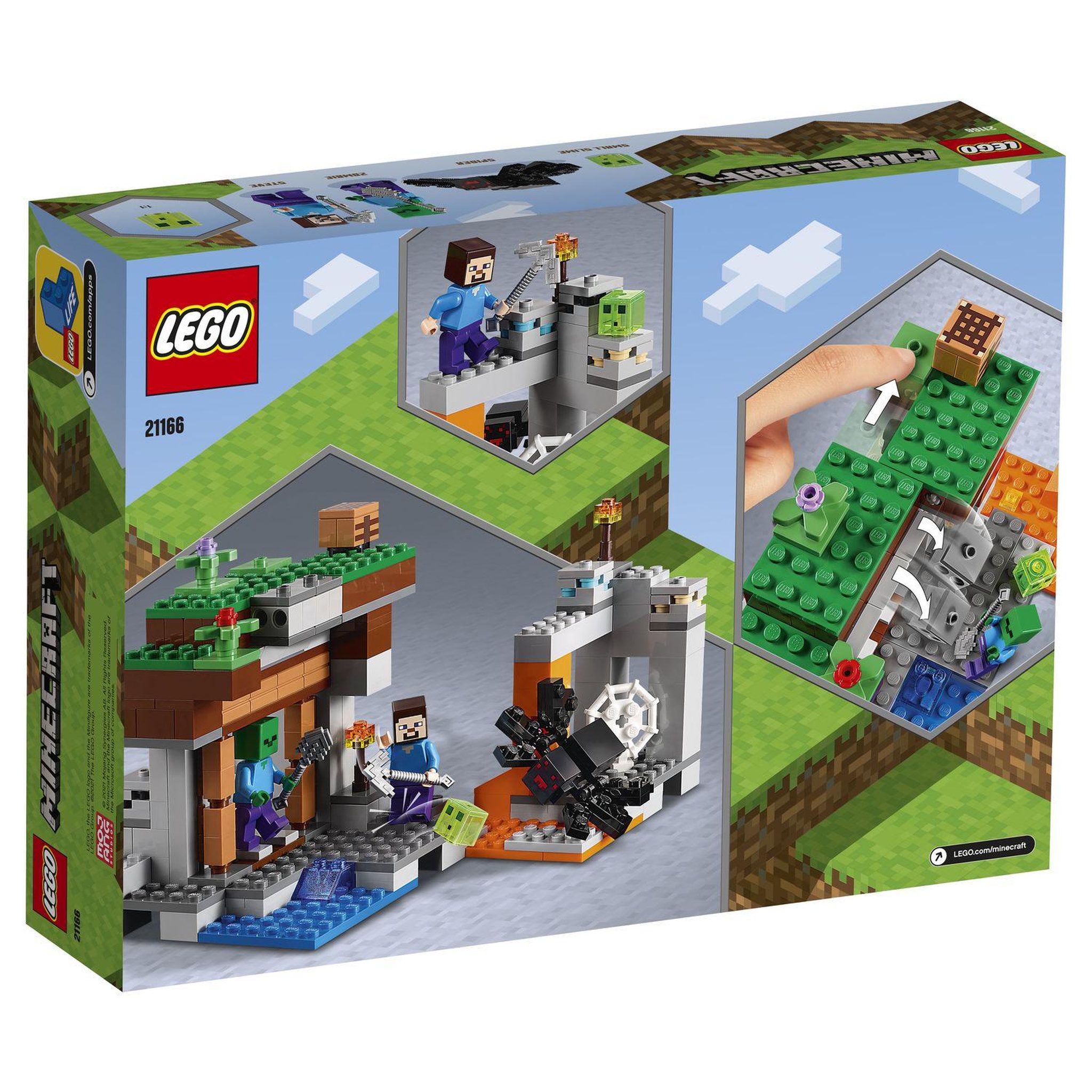 Voir la diapositive 3 : LEGO Minecraft 21166 - La mine abandonnée, Jouet de Construction Grotte des Zombies, Inclus des Figurines de Steve et d'Araignées