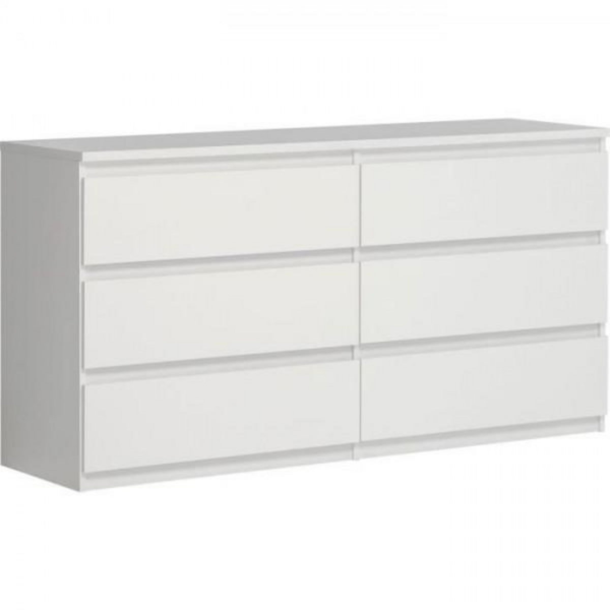 MARKET24 Commode CHELSEA 6 Tiroirs - Couleur blanc mat - L 154 x P 42,2 x H 79,9 cm