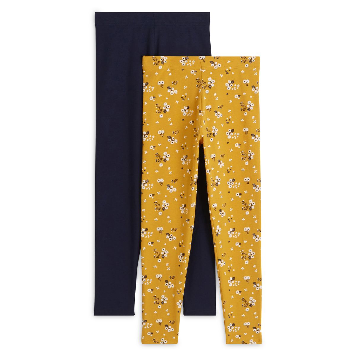 INEXTENSO Lot de 2 leggings à fleurs fille