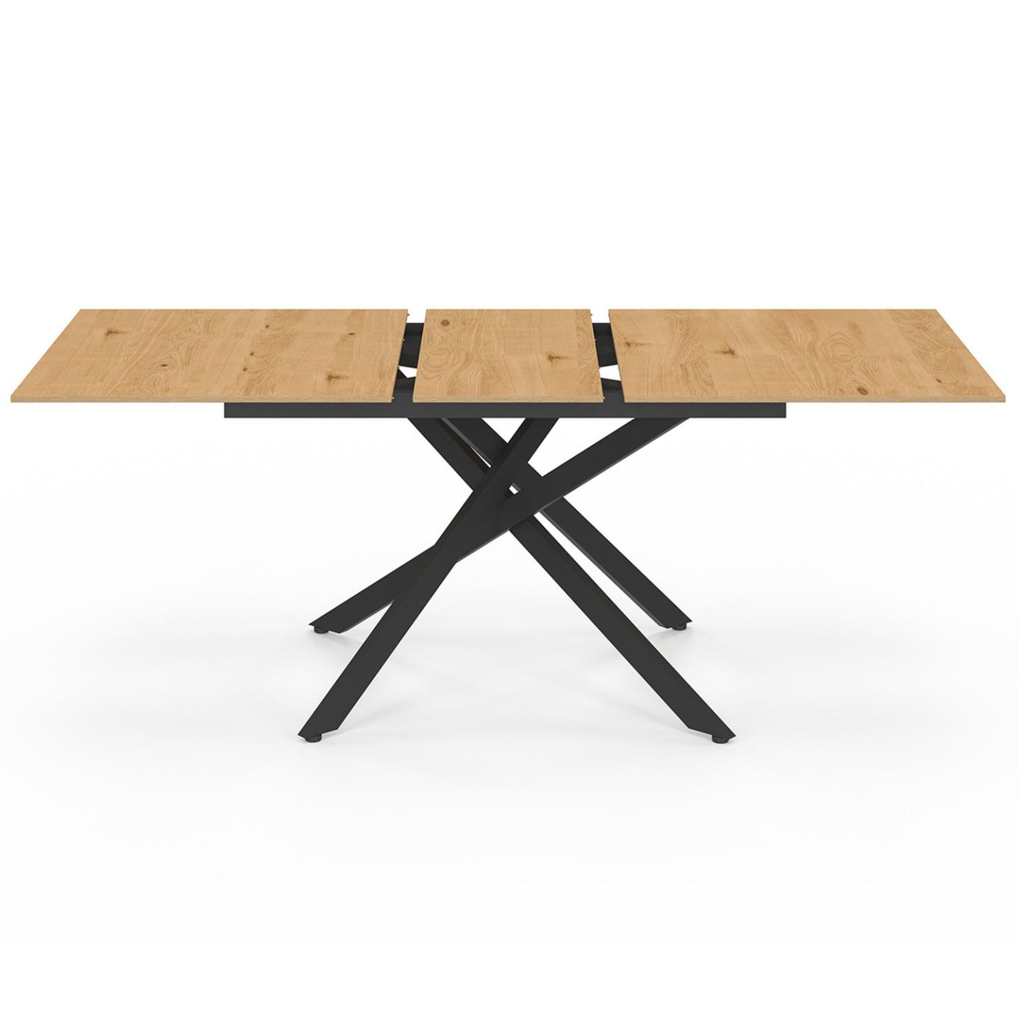 Voir la diapositive 3 : ID MARKET Table à manger extensible rectangle ines 6-10 personnes bois et noir 160-200 cm