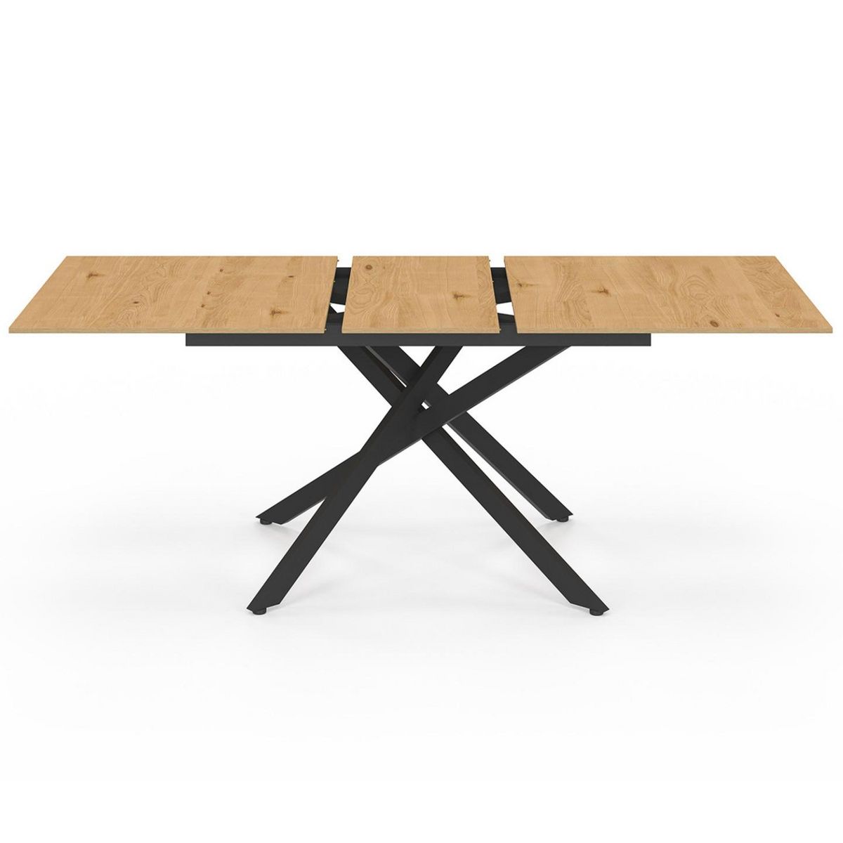 ID MARKET Table à manger extensible rectangle INES 6-10 personnes bois et noir 160-200 cm