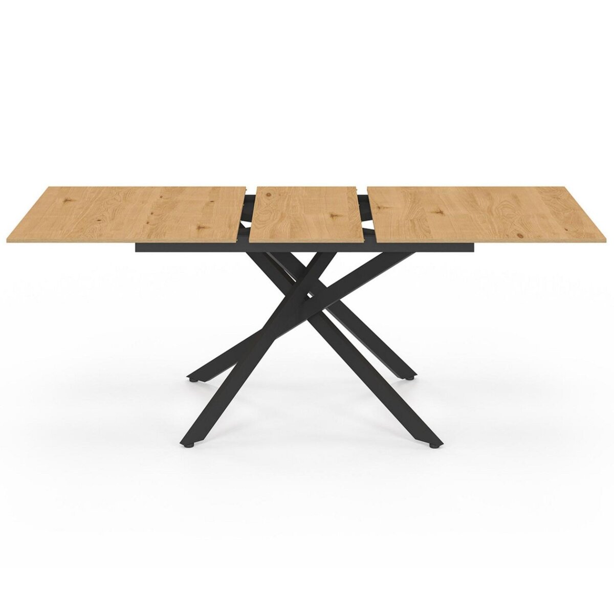 ID MARKET Table à manger extensible rectangle INES 6-10 personnes bois et noir 160-200 cm