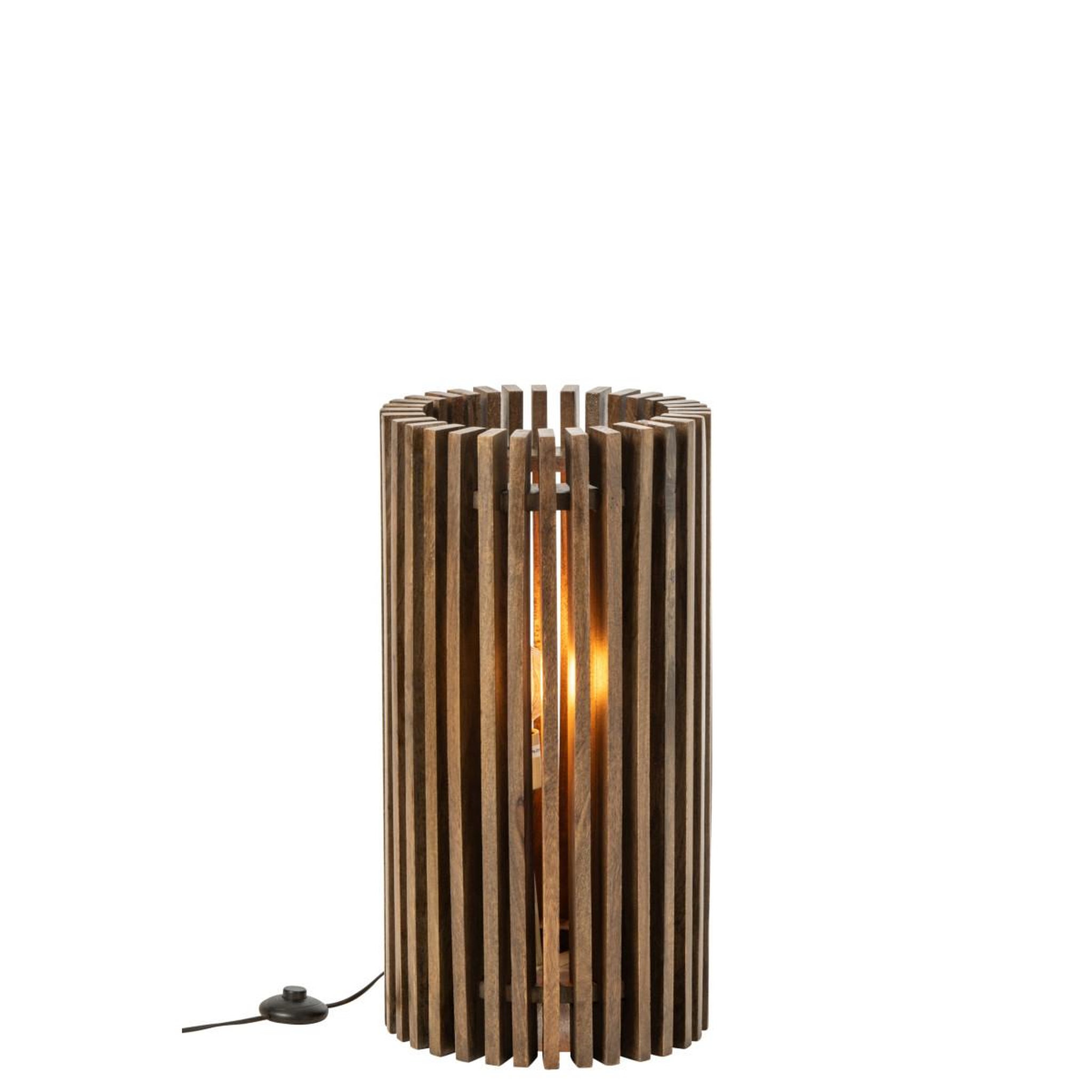 Voir la diapositive 2 : J-LINE Lampe à poser en bois  linea  62cm marron foncé