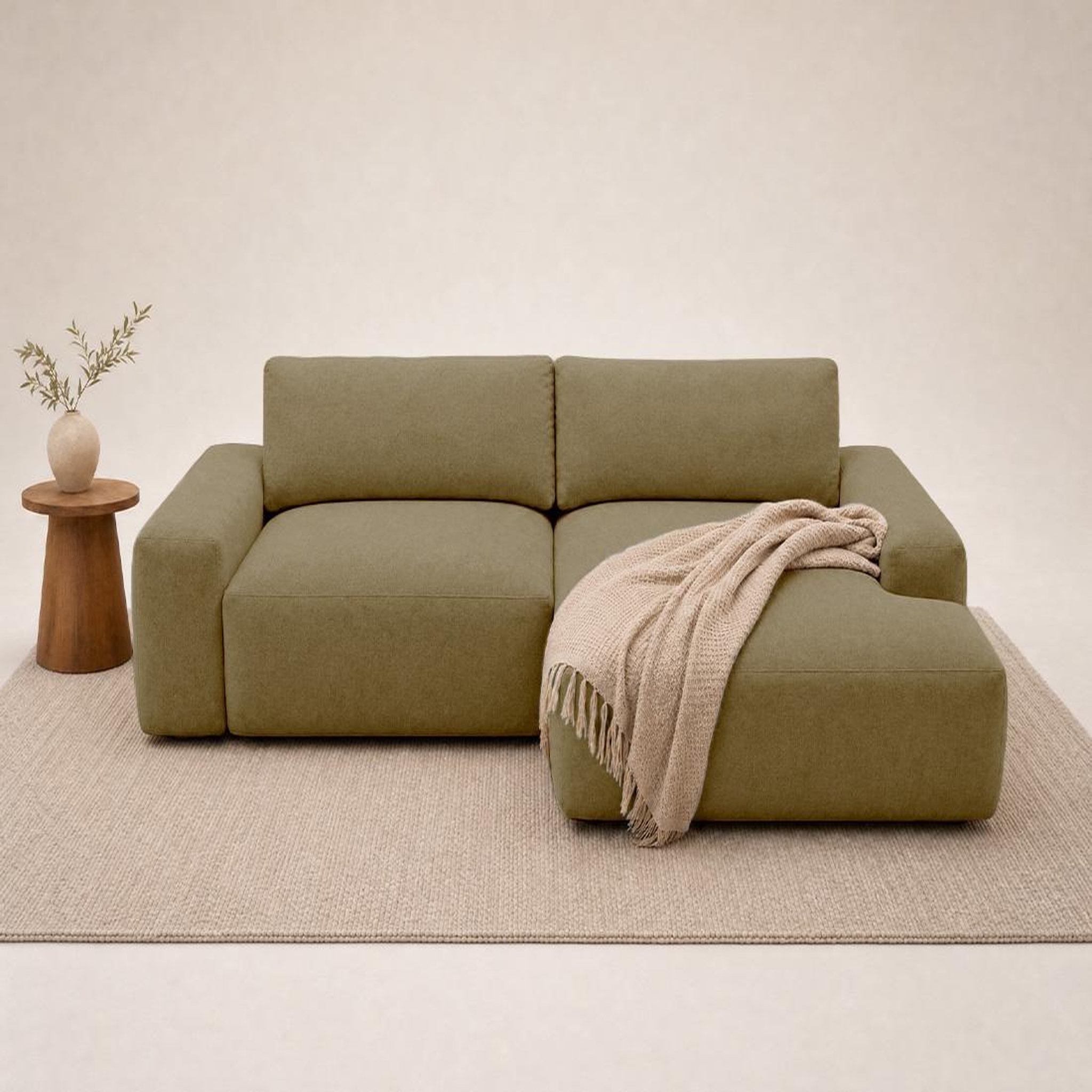 Voir la diapositive 2 : BEST MOBILIER Tama - canapé d'angle droit 4 places convertible avec coffre en tissu