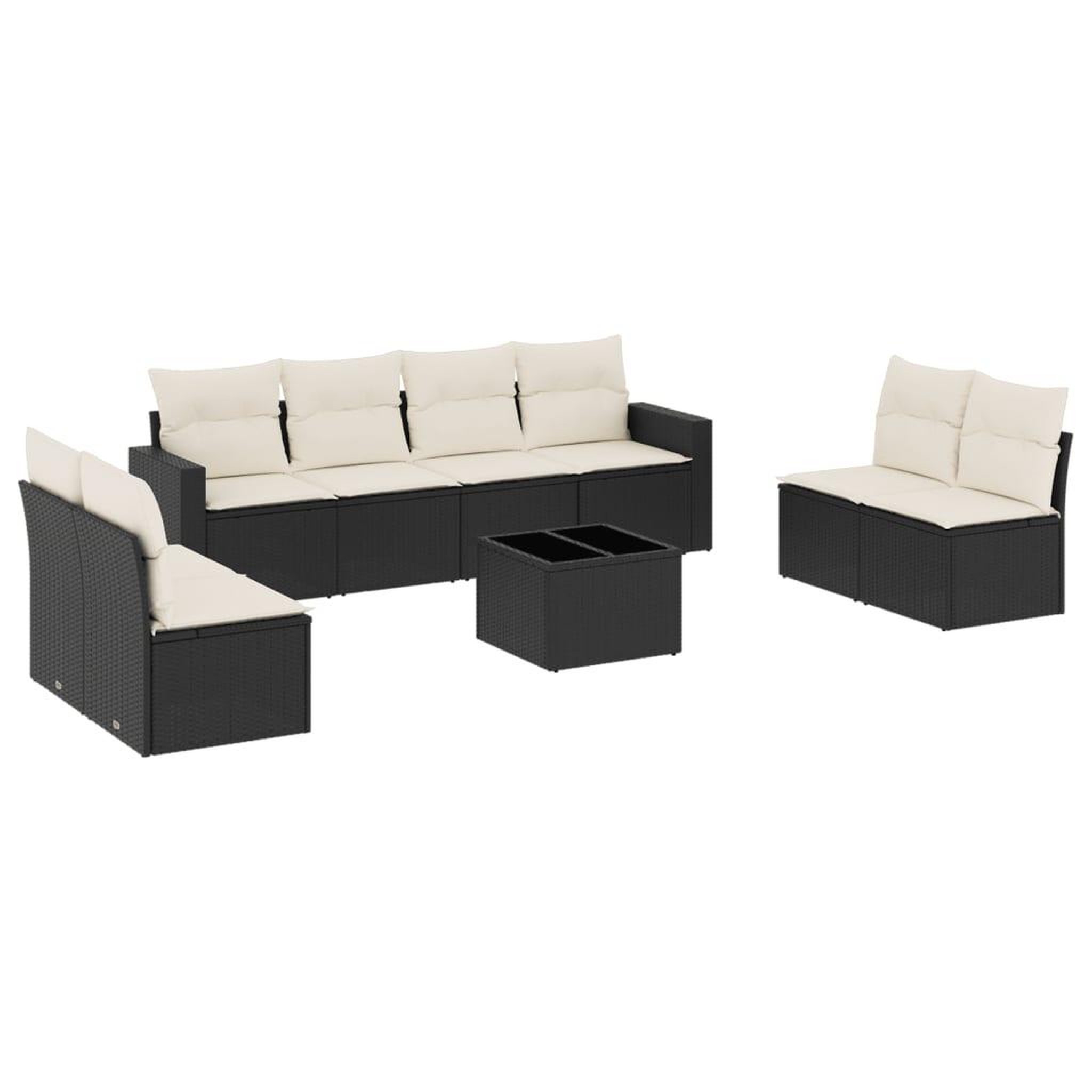 Voir la diapositive 2 : VIDAXL Salon de jardin 9 pcs avec coussins noir resine tressee