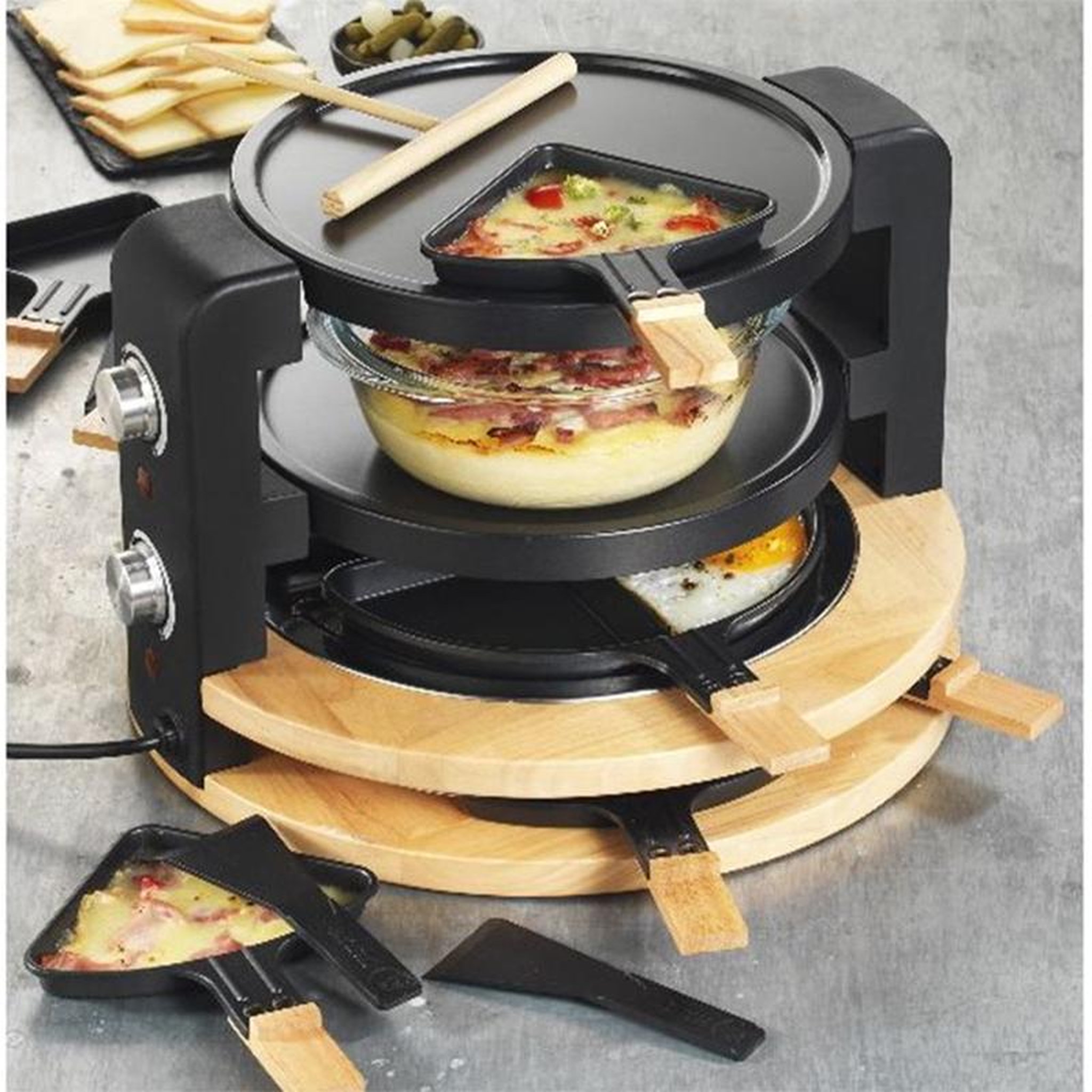 Voir la diapositive 4 : Kitchen chef Appareil à raclette 8/10 personnes 1500w + gril + crêpière - KCWOOD.8.SUPER