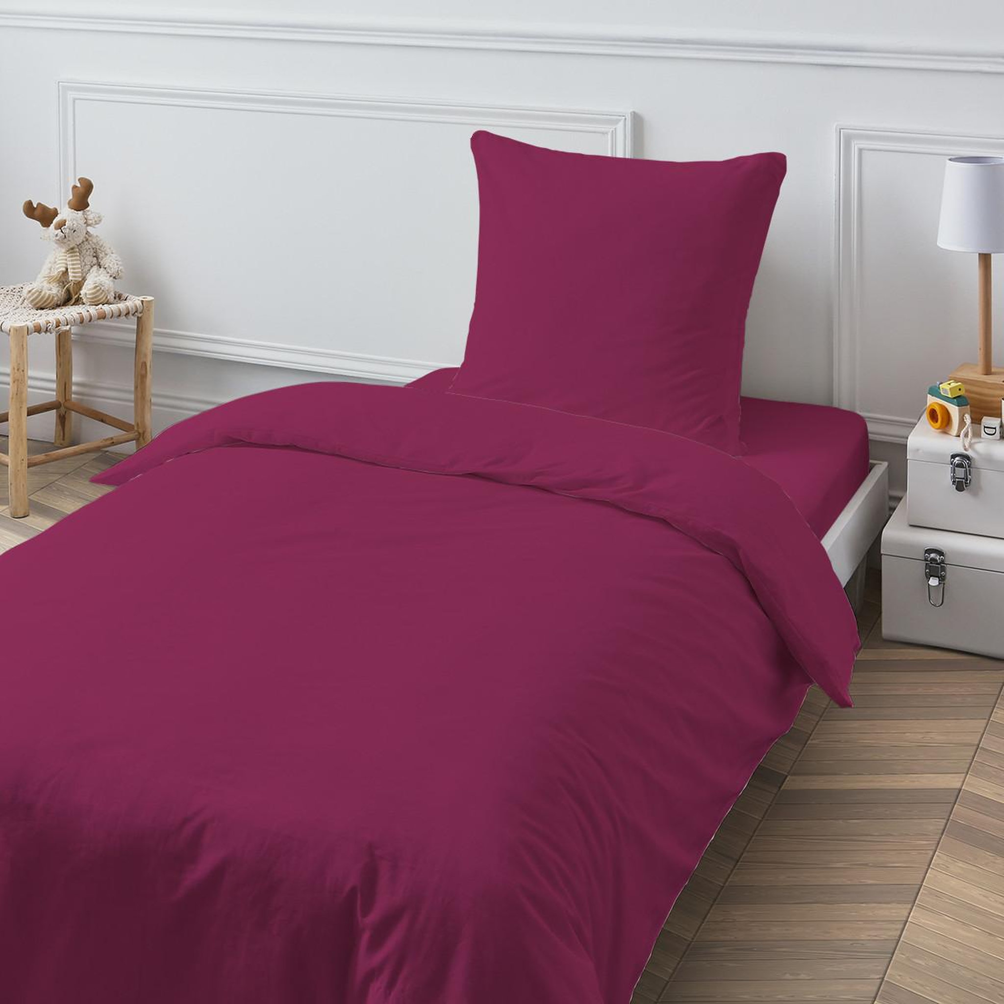 Voir la diapositive 3 : FUTURE HOME Drap housse en coton 57 fils uni bonnet 25cm