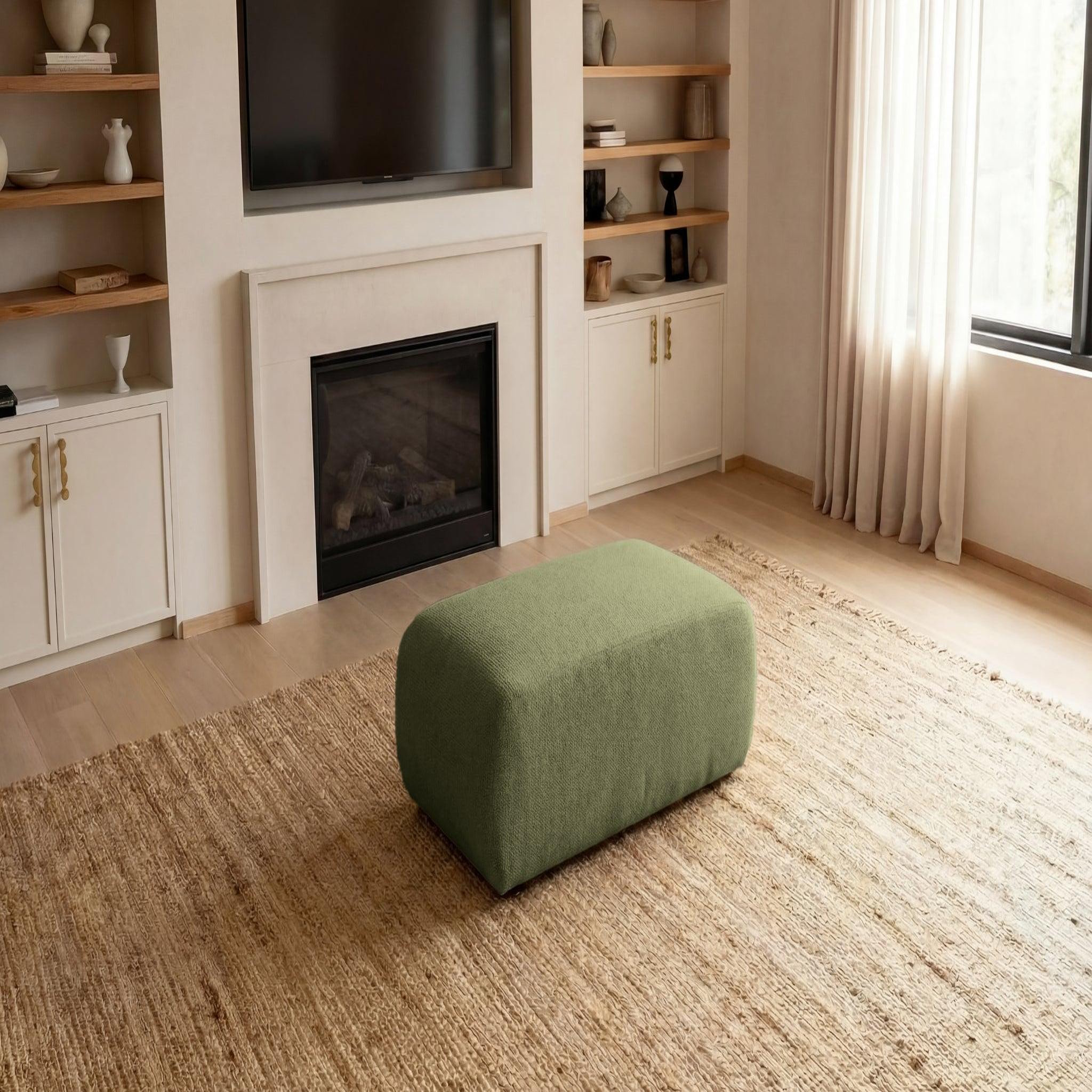 Voir la diapositive 2 : CASANOVA PARIS Sacha - pouf en tissu chiné 105x57x40