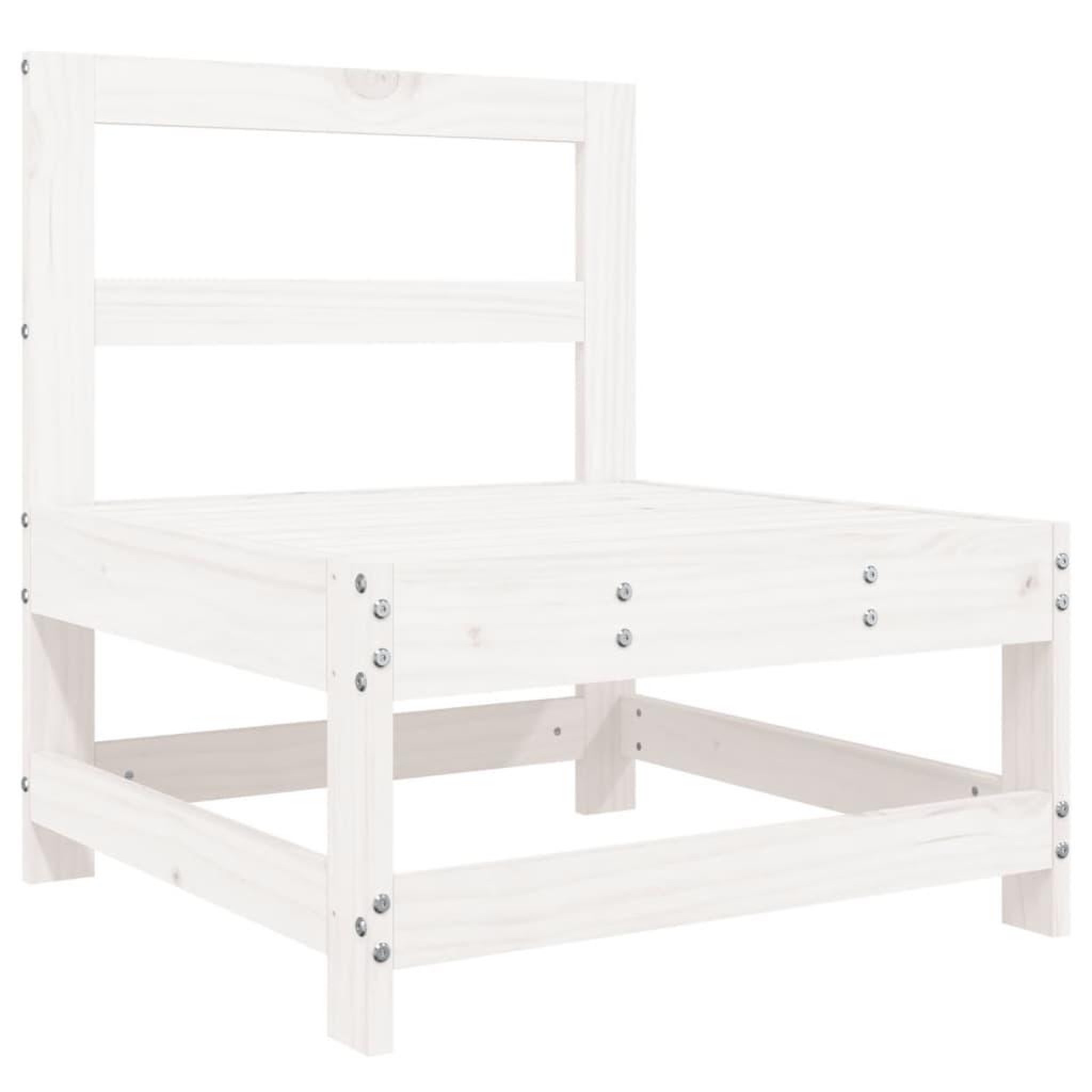 Voir la diapositive 2 : VIDAXL Canape central de jardin blanc bois de pin massif