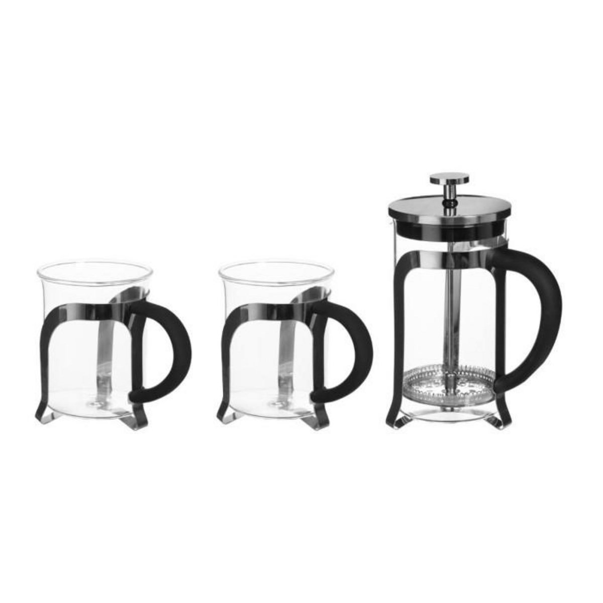 SECRET DE GOURMET Coffret Cafetière & 2 Tasses  Café  60cl Noir