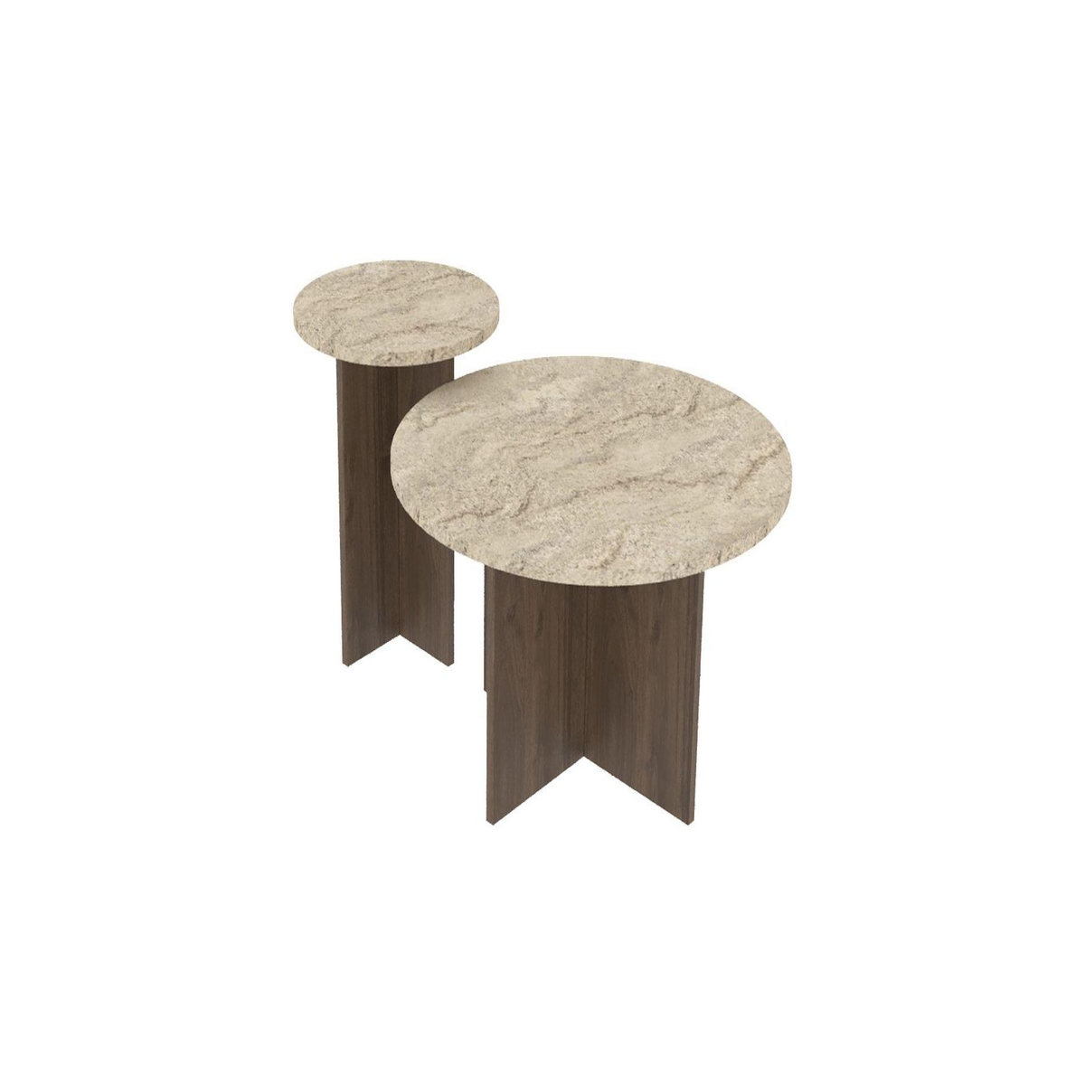 Habitat et Jardin Ensemble de table basse en bois  Private  70 x 70 x 40 cm - Travertin