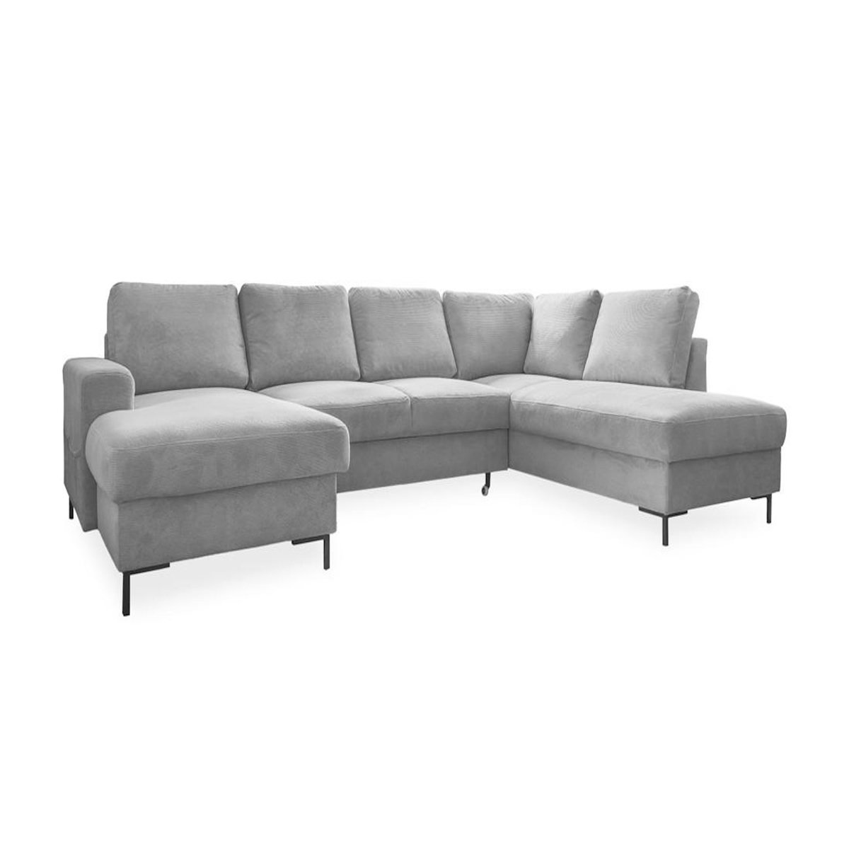 BEST MOBILIER Lilly - canapé panoramique d'angle droit - 7 places - convertible avec coffre - en velours côtelé