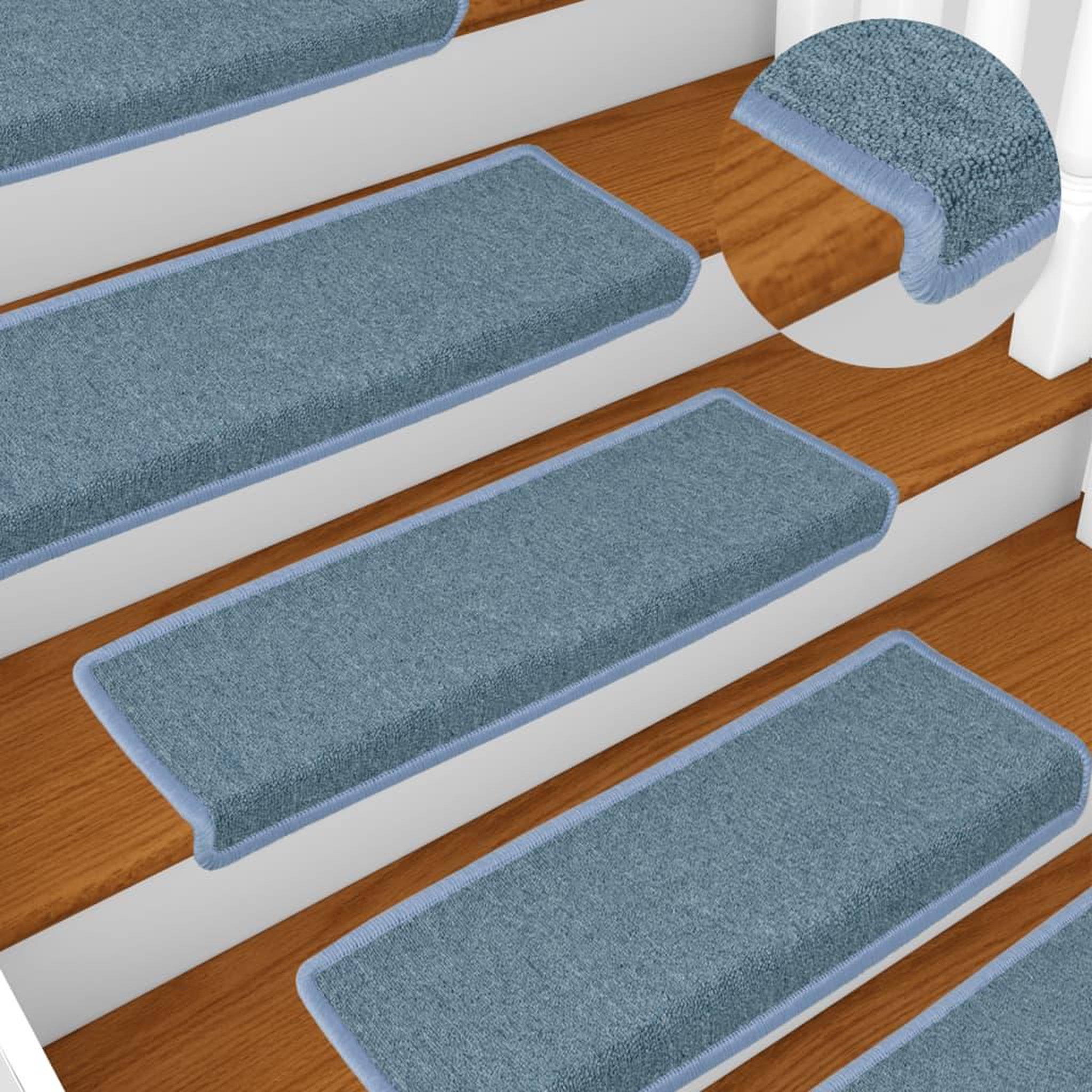 Voir la diapositive 1 : VIDAXL Tapis d'escalier 15 pcs 65x21x4 cm Bleu