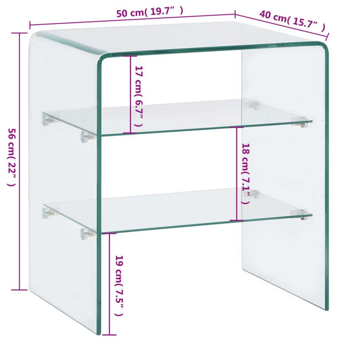 VIDAXL Table basse 50x40x56 cm Verre trempe