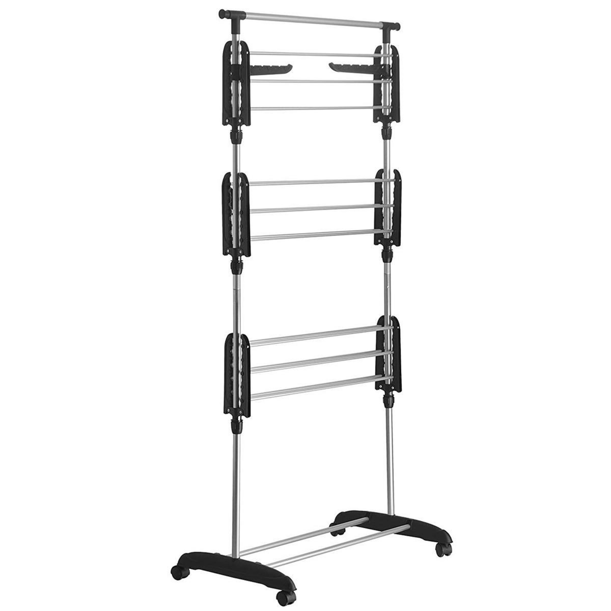 BATIMEX Séchoir à linge étendoir multifonction 18M ULTIMA 3 niveaux Noir et inox