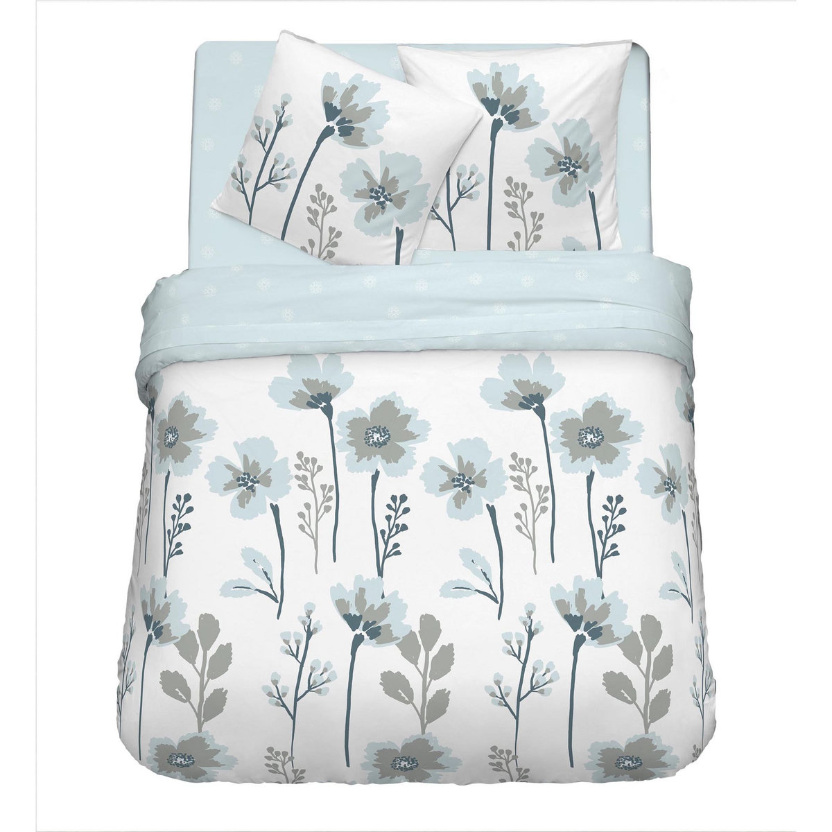 Parure housse de couette en coton 57 fils motif floral HELENE