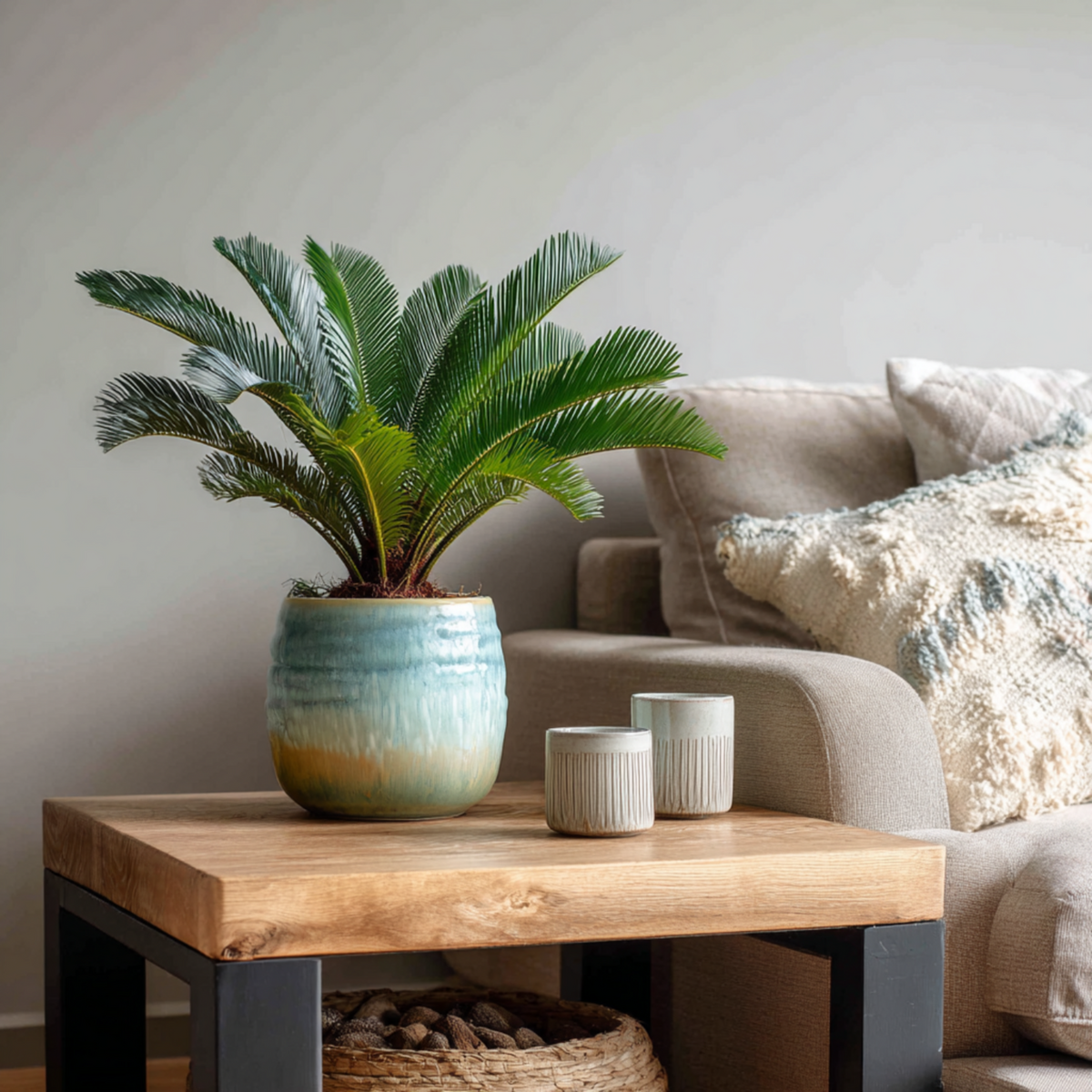 PLANT IN A BOX Sagou du Japon - Set de 2 - Cycas revoluta - Hauteur 45-60cm - ⌀15cm