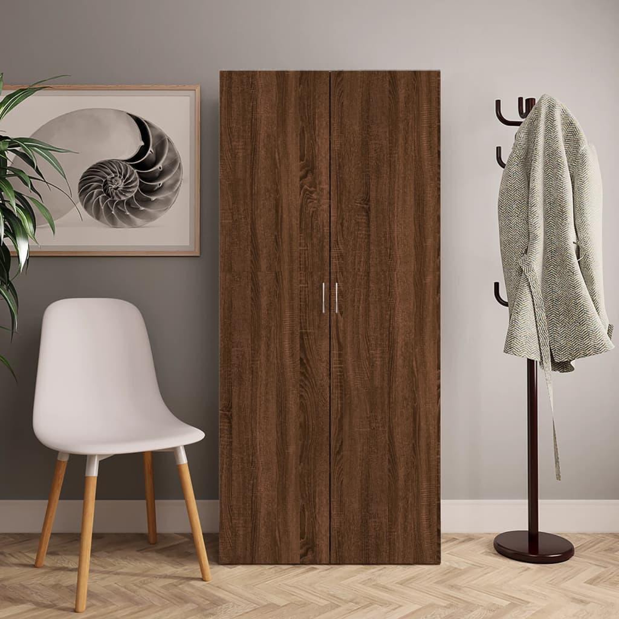 Voir la diapositive 1 : VIDAXL Armoire a chaussures Chene marron 80x35,5x180cm Bois ingenierie