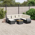 VIDAXL Salon de jardin 8 pcs avec coussins noir resine tressee