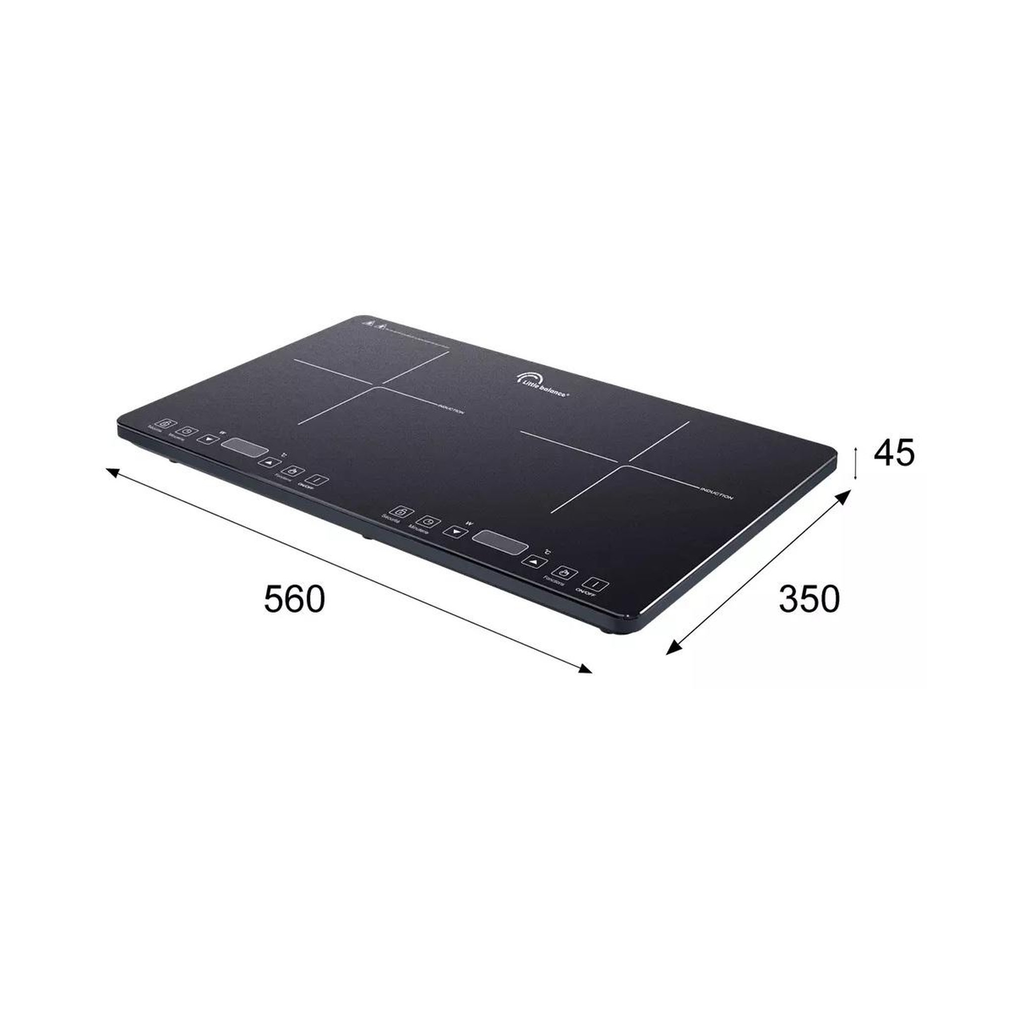 Voir la diapositive 2 : LITTLE BALANCE Table de cuisson induction 2 feux 3500w noir - 8858