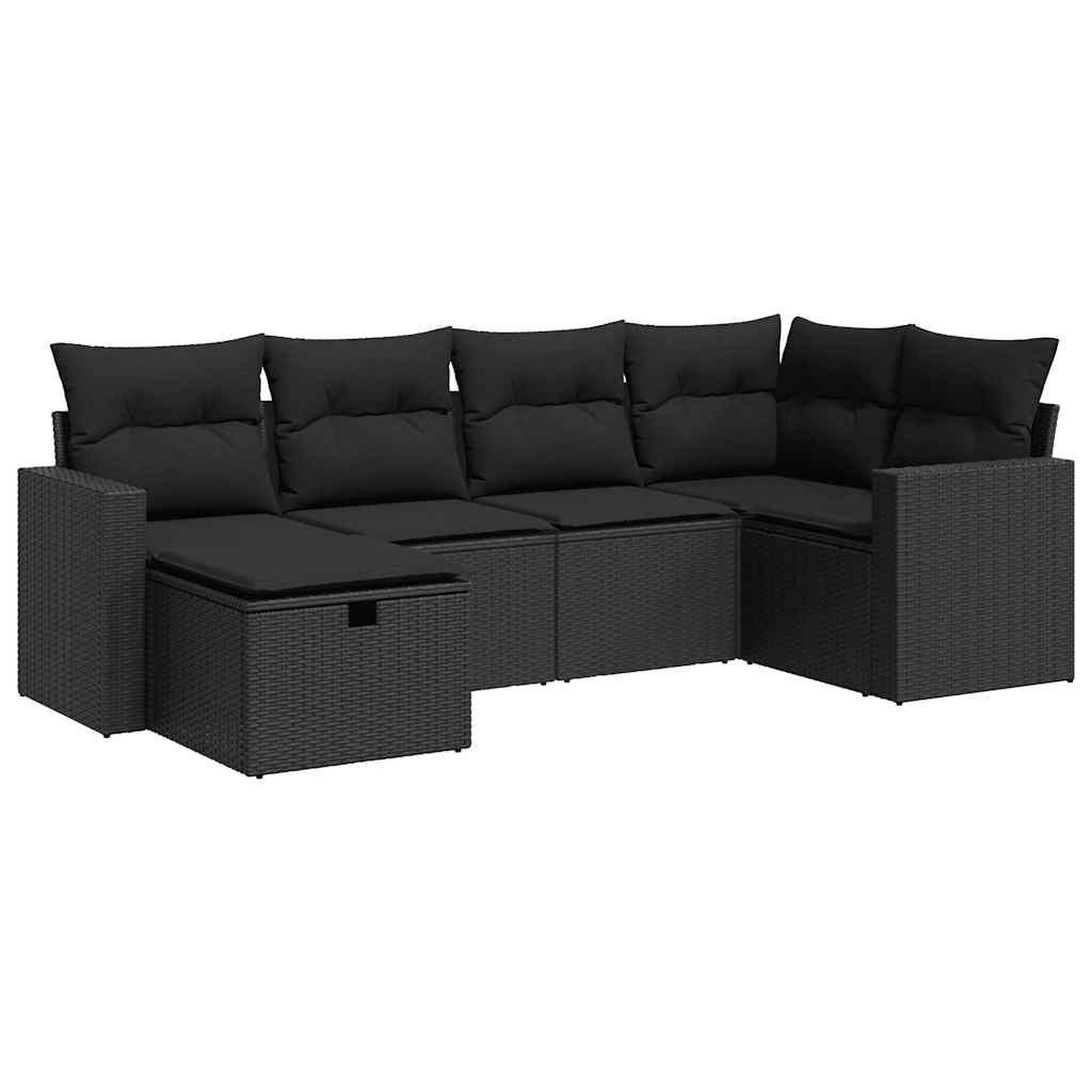 Voir la diapositive 2 : VIDAXL Salon de jardin 6 pcs avec coussins noir resine tressee