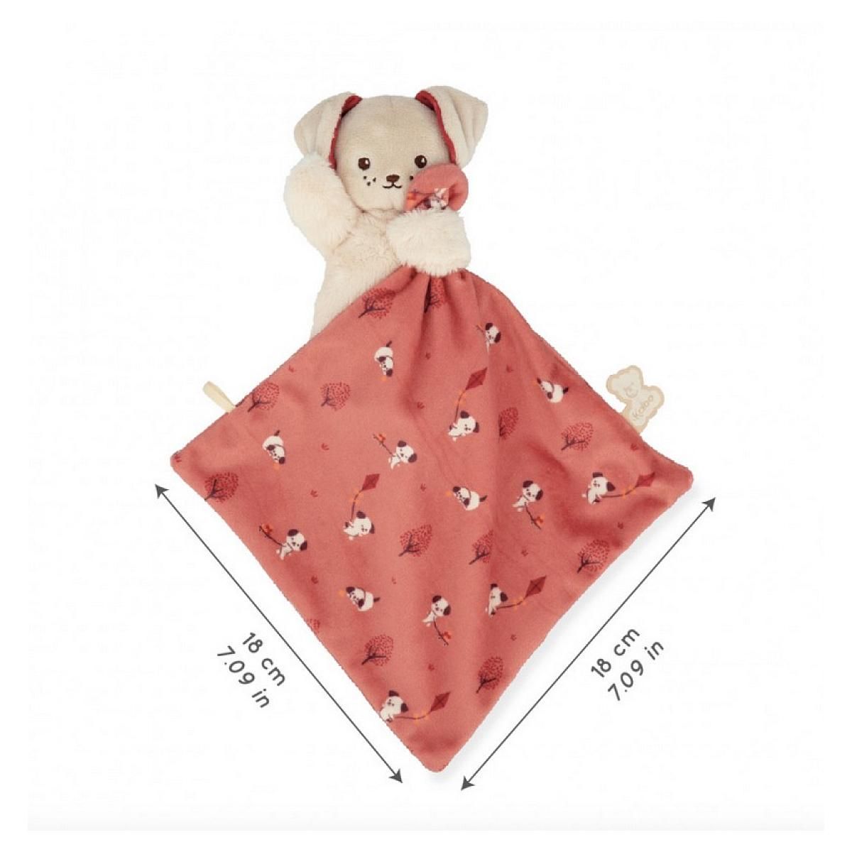 Kaloo Doudou Carre douceur Chien brique - 18 cm