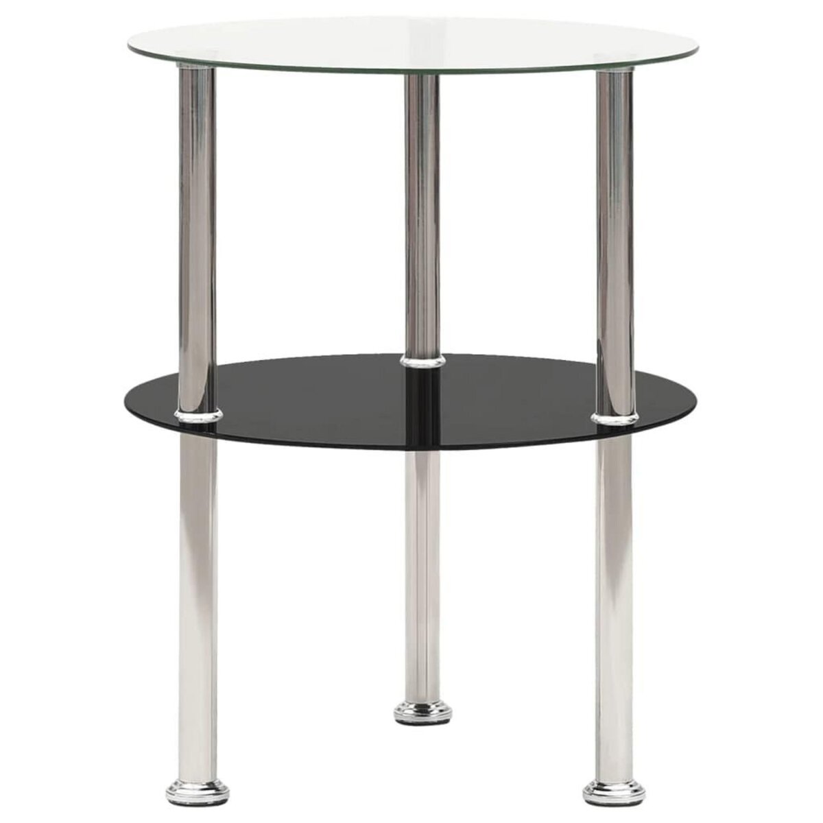 VIDAXL Table d'appoint 2 niveaux Transparent et noir 38cm Verre trempe