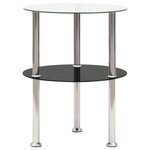 VIDAXL Table d'appoint 2 niveaux Transparent et noir 38cm Verre trempe