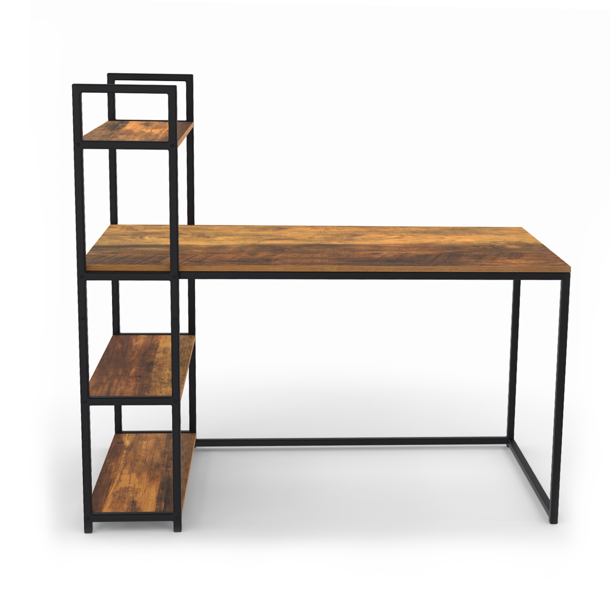 Voir la diapositive 4 : ID MARKET Bureau bibliothèque hawkins plateau bois foncé design industriel