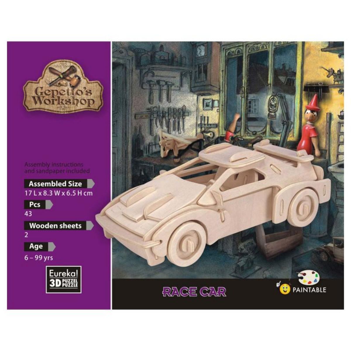 Eureka Toys Eureka - Gepetto's Jeux de construction en bois Kit 3D - voiture 52473157